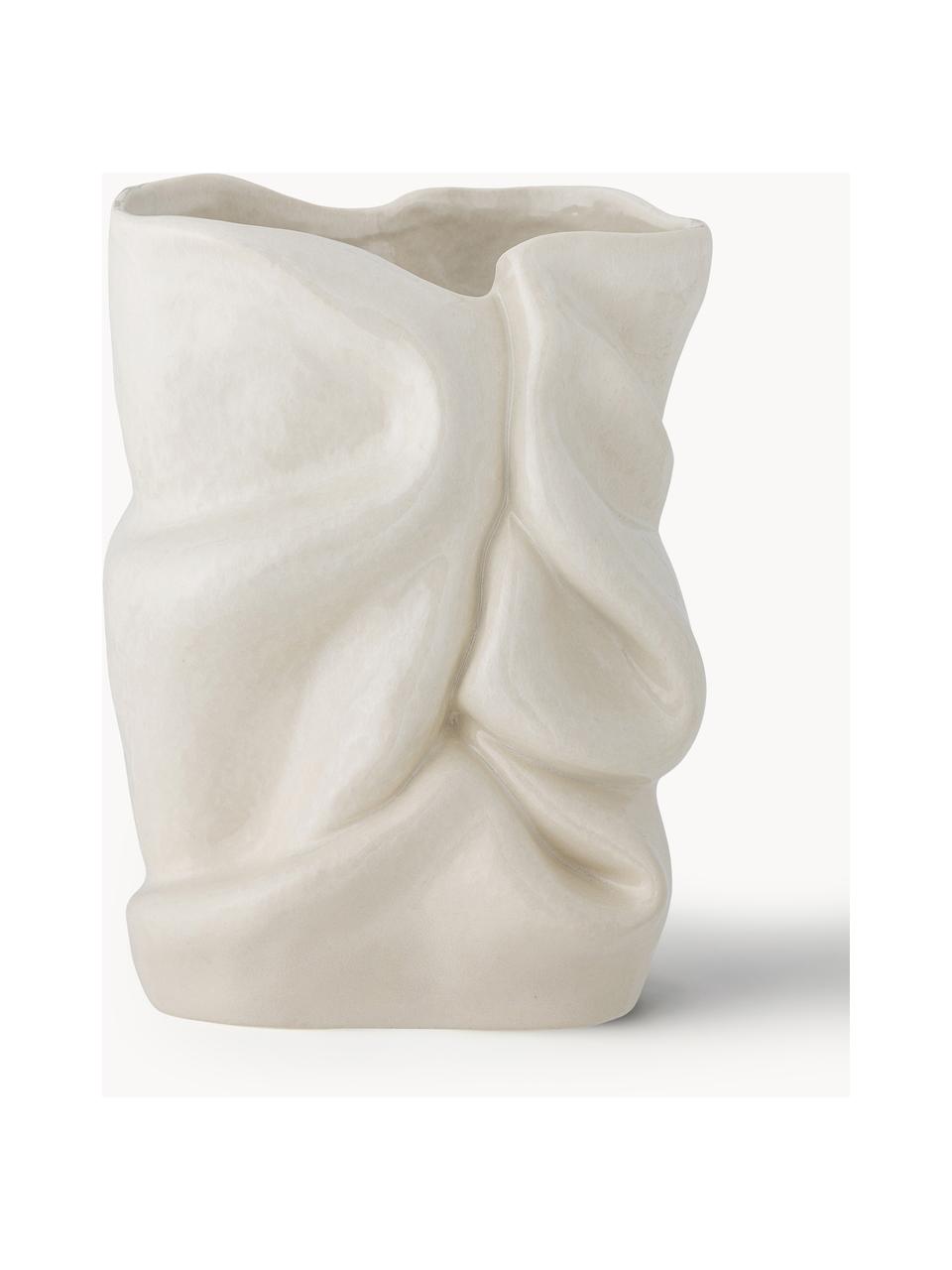 Vase Fabrice, H 22 cm, Steingut, Off White, B 16 x H 22 cm