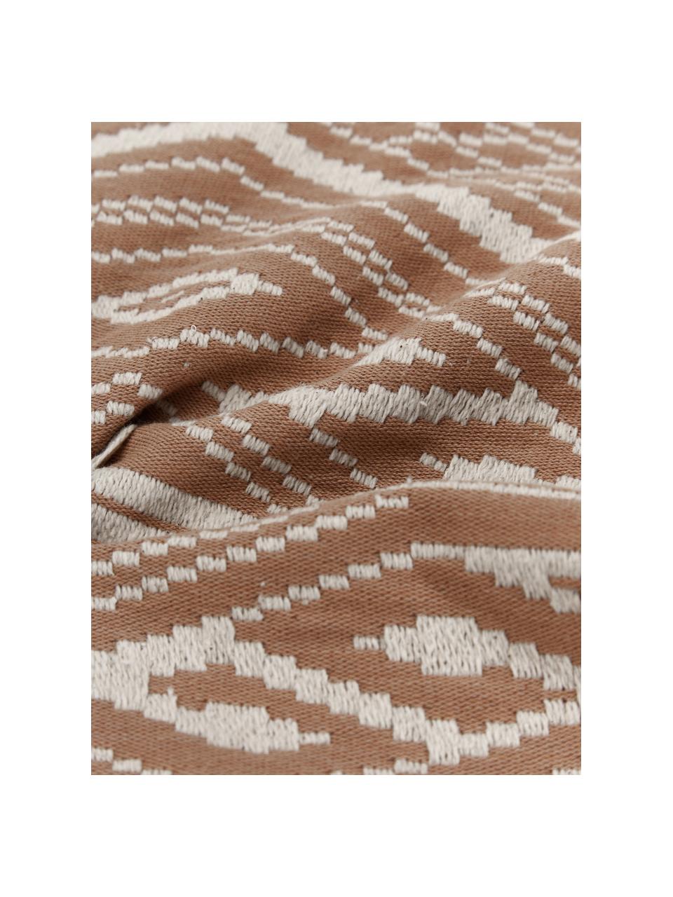 Copricuscino in cotone con bordino Blaki, 100% cotone, Marrone, crema, Larg. 45 x Lung. 45 cm