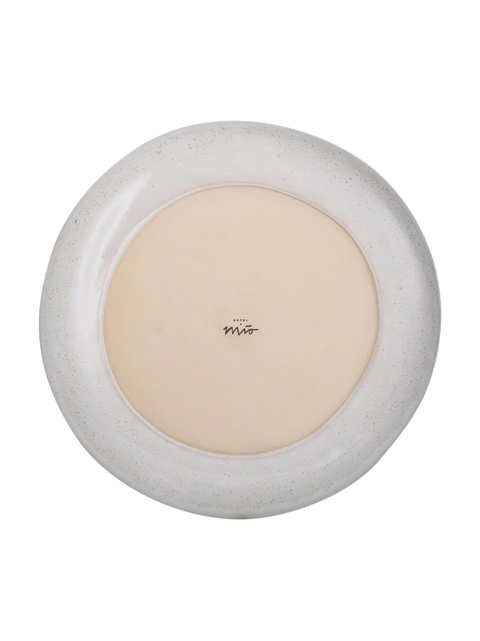 Ručně malovaný mělký talíř s reaktivní glazurou Areia, Mátová, tlumeně bílá, béžová