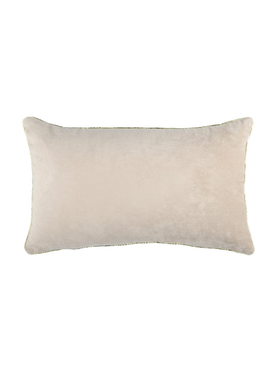 Coussin décoratif rectangulaire Jangal, Noir, beige, couleur dorée