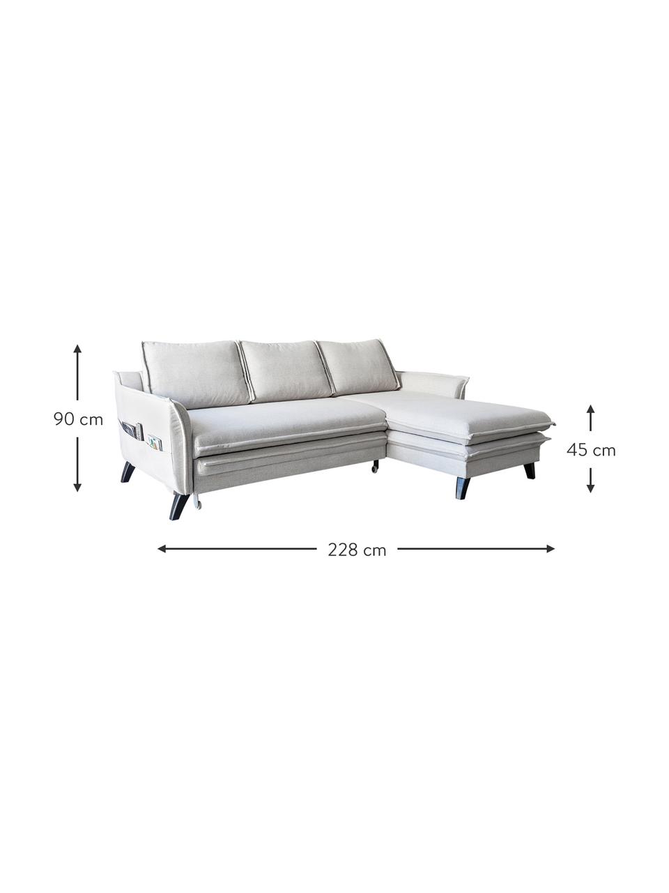 Sofá rinconera cama Charming Charlie, con espacio de almacenamiento, Tapizado: 100% poliéster tacto de l, Estructura: madera, aglomerado, Beige, An 228 x F 150 cm, chaise longue derecha