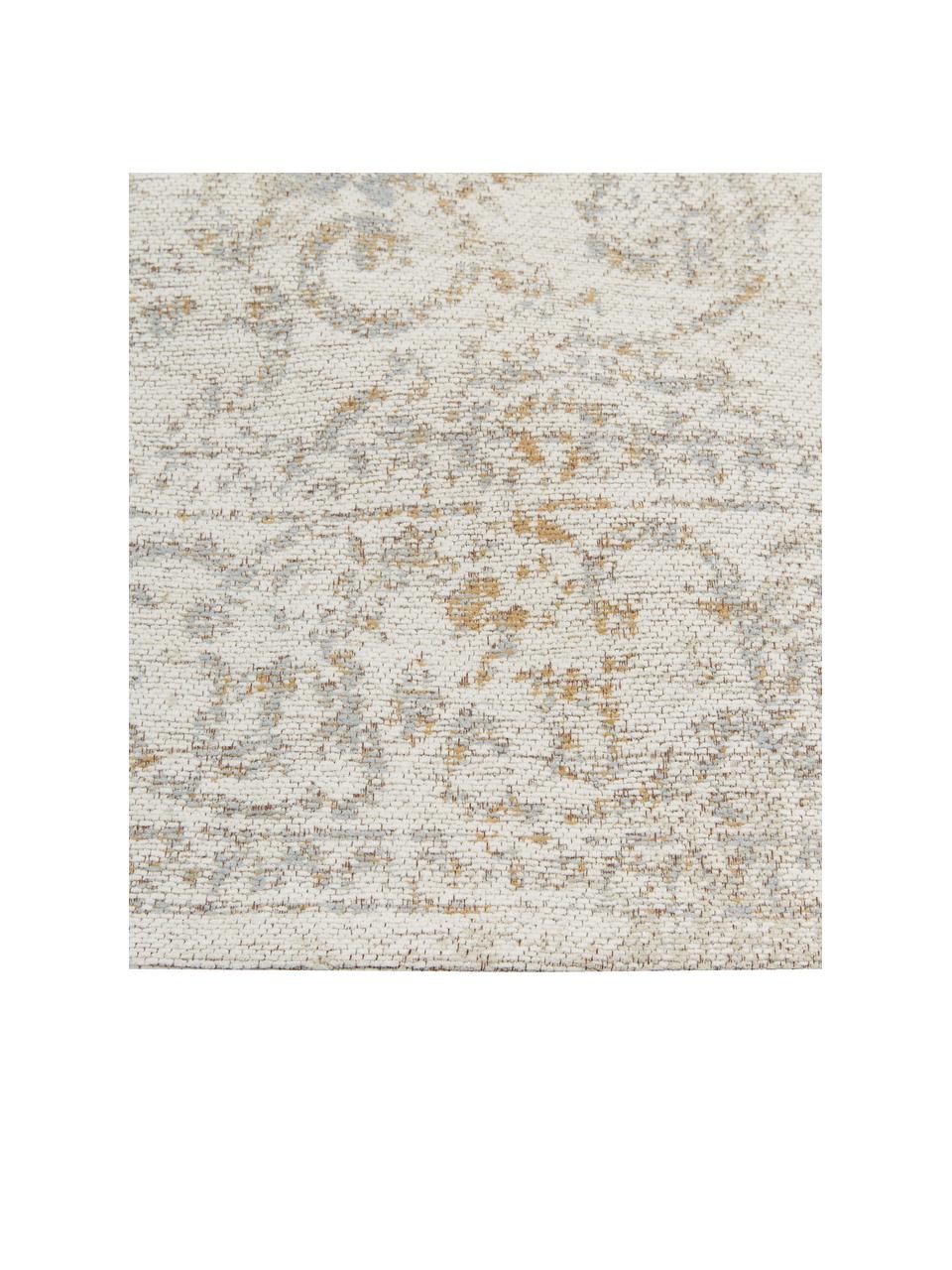 Handgeweven chenille vloerkleed Nalia in vintage stijl, Bovenzijde: 95% katoen, 5% polyester, Onderzijde: 100% katoen, Beigetinten, met patroon, B 160 x L 230 cm (maat M)