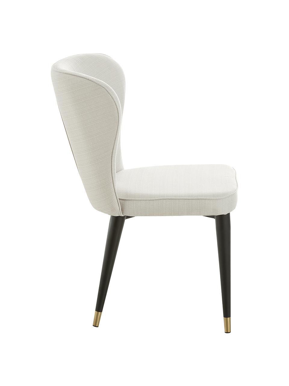 Gestoffeerde stoel Cleo, Bekleding: polyester, Poten: gepoedercoat metaal, Geweven stof crèmewit, 51 x 62 cm