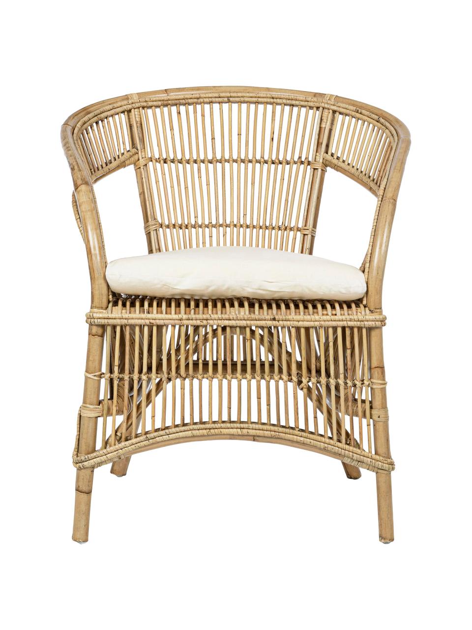 Rotan stoel Consuelo met stoelkussen, Geweven stof beige, lichtbruin, B 68 x H 82 cm