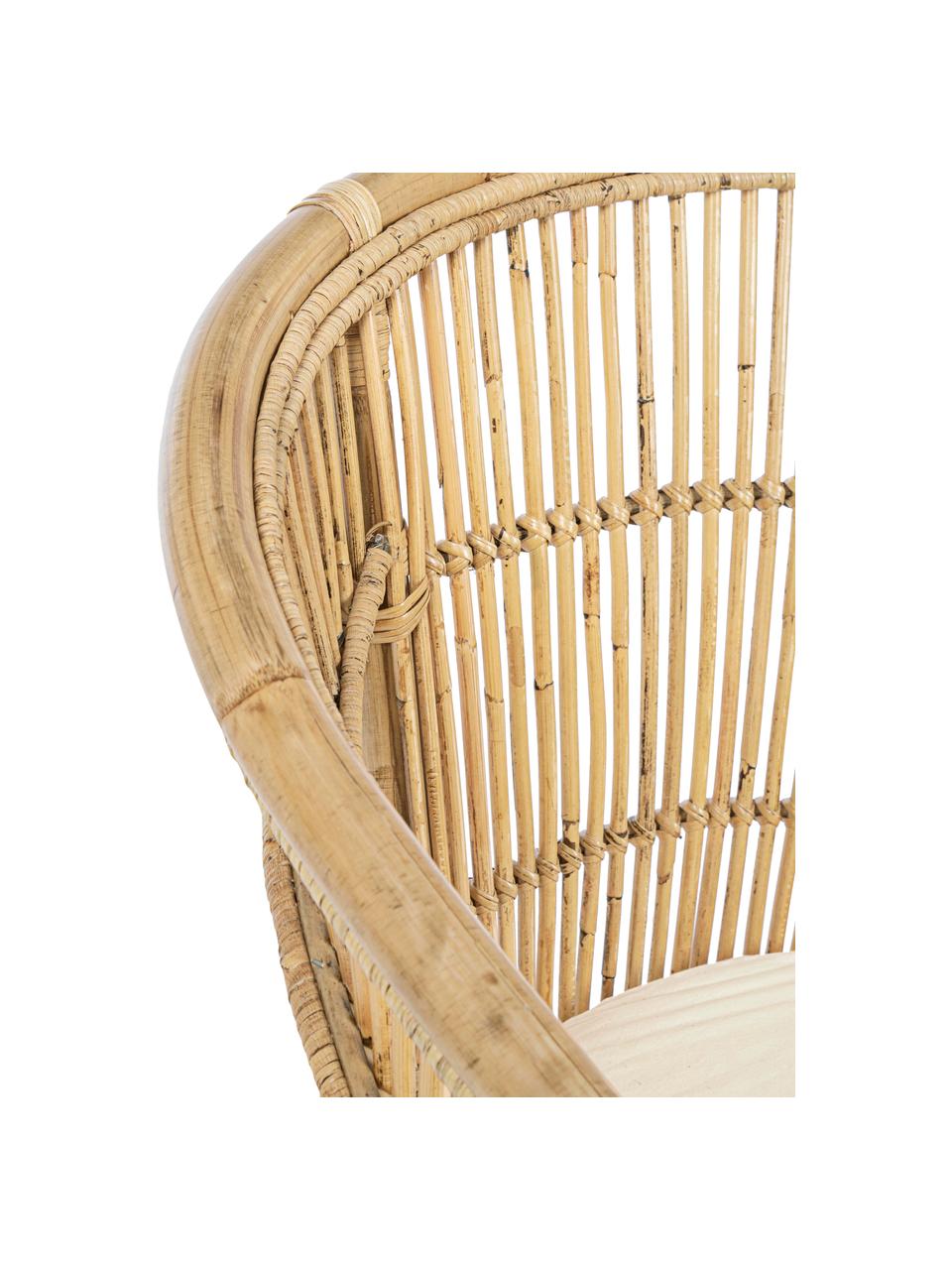 Rotan stoel Consuelo met stoelkussen, Geweven stof beige, lichtbruin, B 68 x H 82 cm