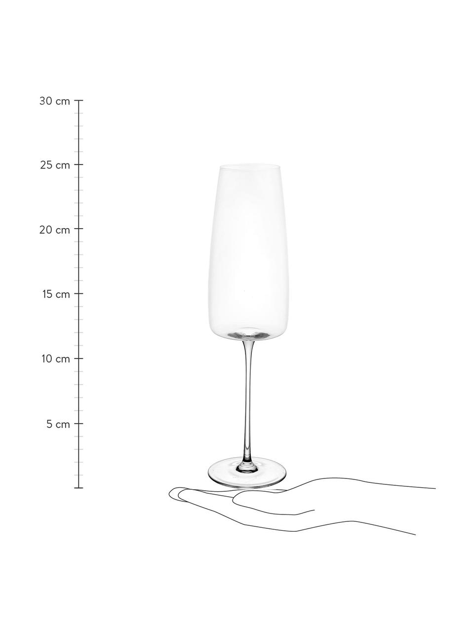 Champagneglazen Moinet, 6 stuks, Kristalglas, Transparant, Ø 7 x H 25 cm, 340 ml