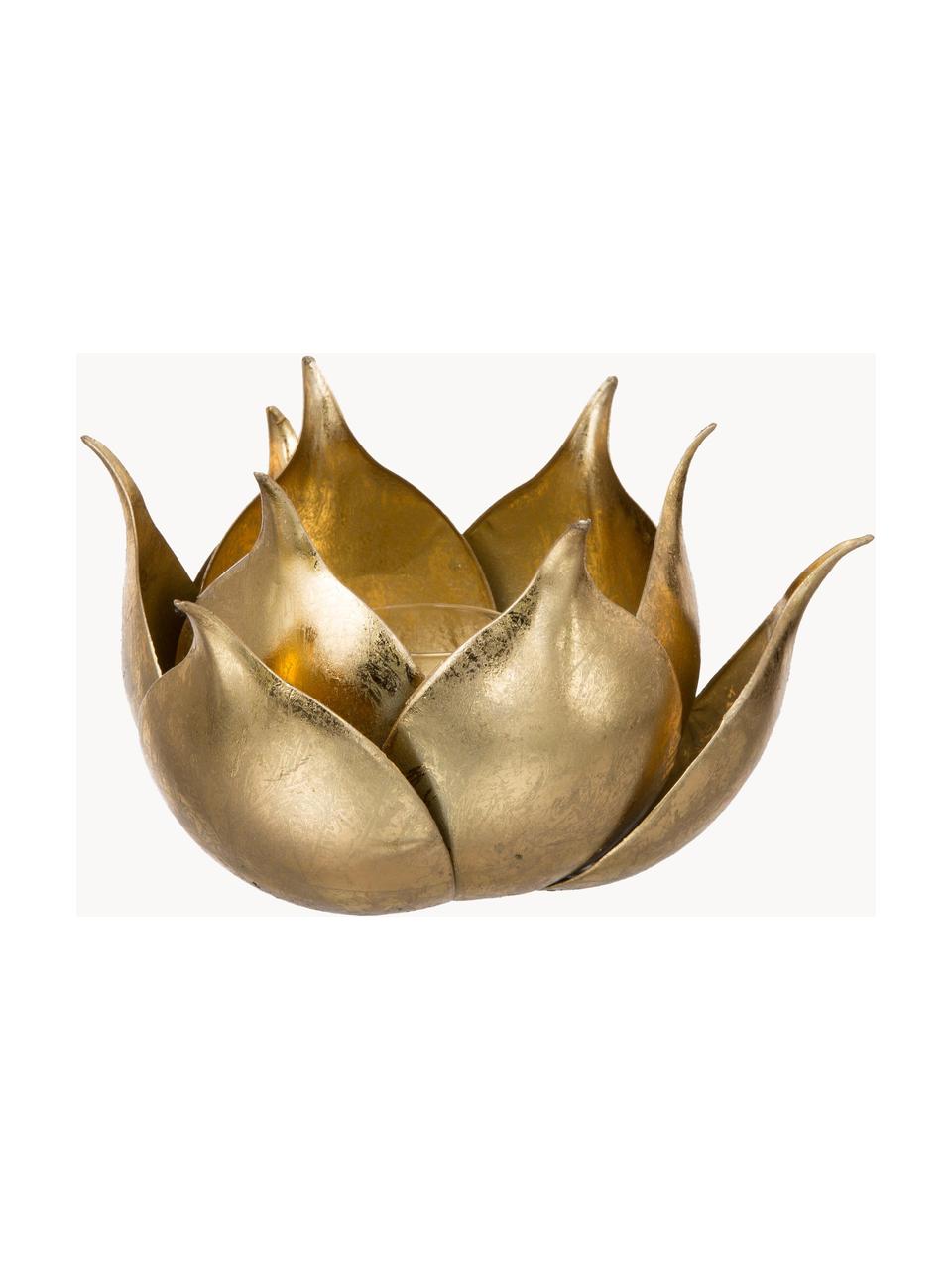 Designový svícen na čajovou svíčku Conla, Potažený kov, Zlatá, Ø 20 cm, V 11 cm