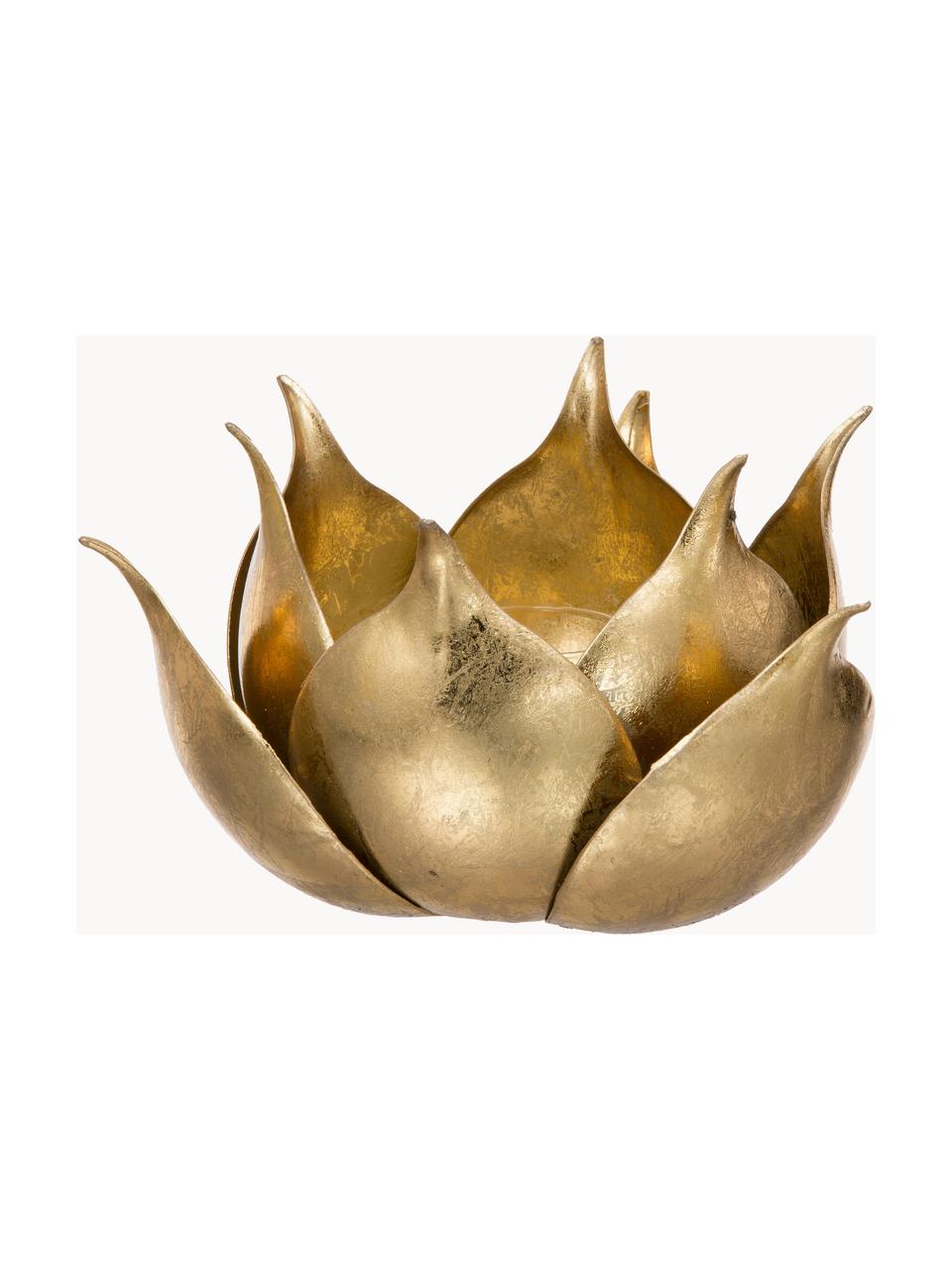 Designový svícen na čajovou svíčku Conla, Potažený kov, Zlatá, Ø 20 cm, V 11 cm