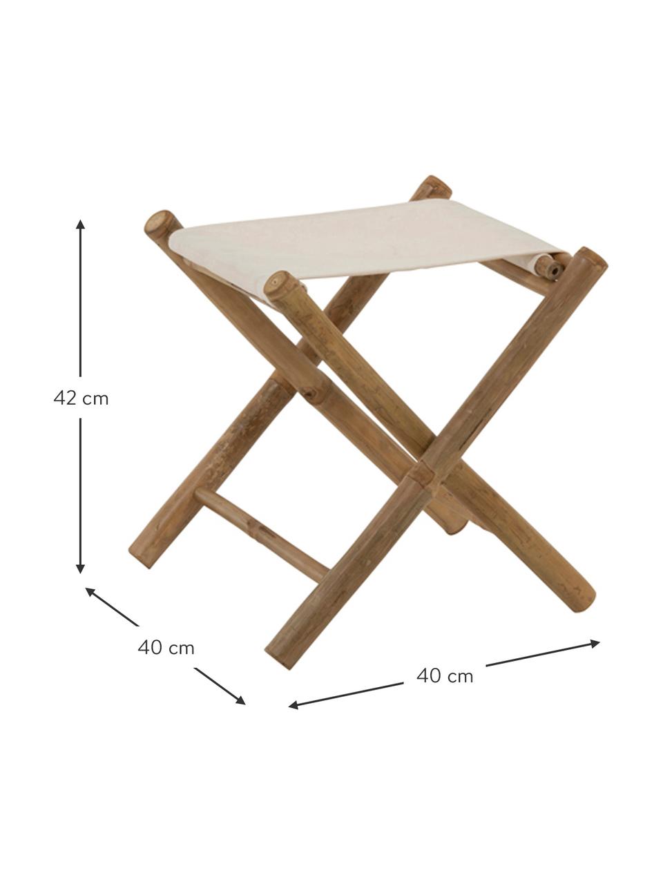 Klappbarer Bambus-Gartenhocker Bindi, Beine: Bambus, naturbelassen, Sitzfläche: Baumwolle, Bambus, Cremefarben, B 40 x T 40 cm