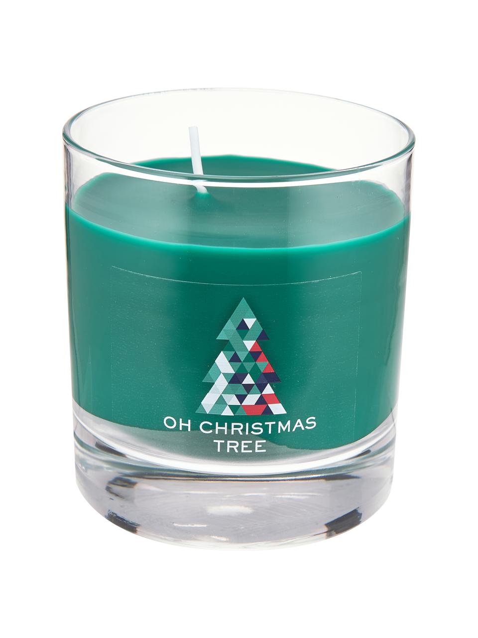 Candela natalizia Oh Christmas Tree (pino, ambra & legno di sandalo), Contenitore: vetro, Coperchio: metallo rivestito, Pino, ambra e legno di sandalo, Ø 8 x Alt. 12 cm