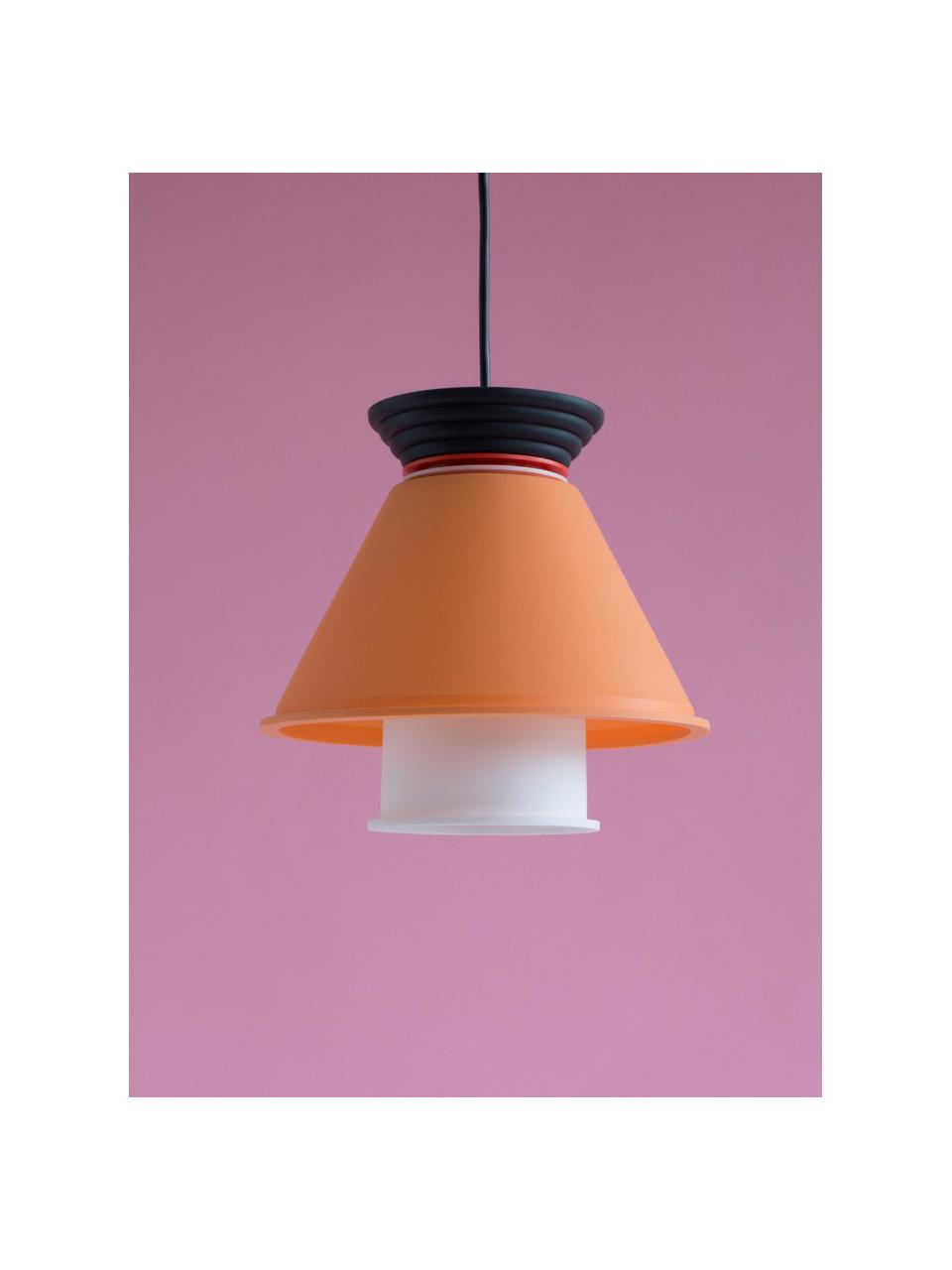 Kleine hanglamp CL2, Lampenkap: silicone, kunststof, Oranje, zwart, wit, Ø 21 x H 20 cm
