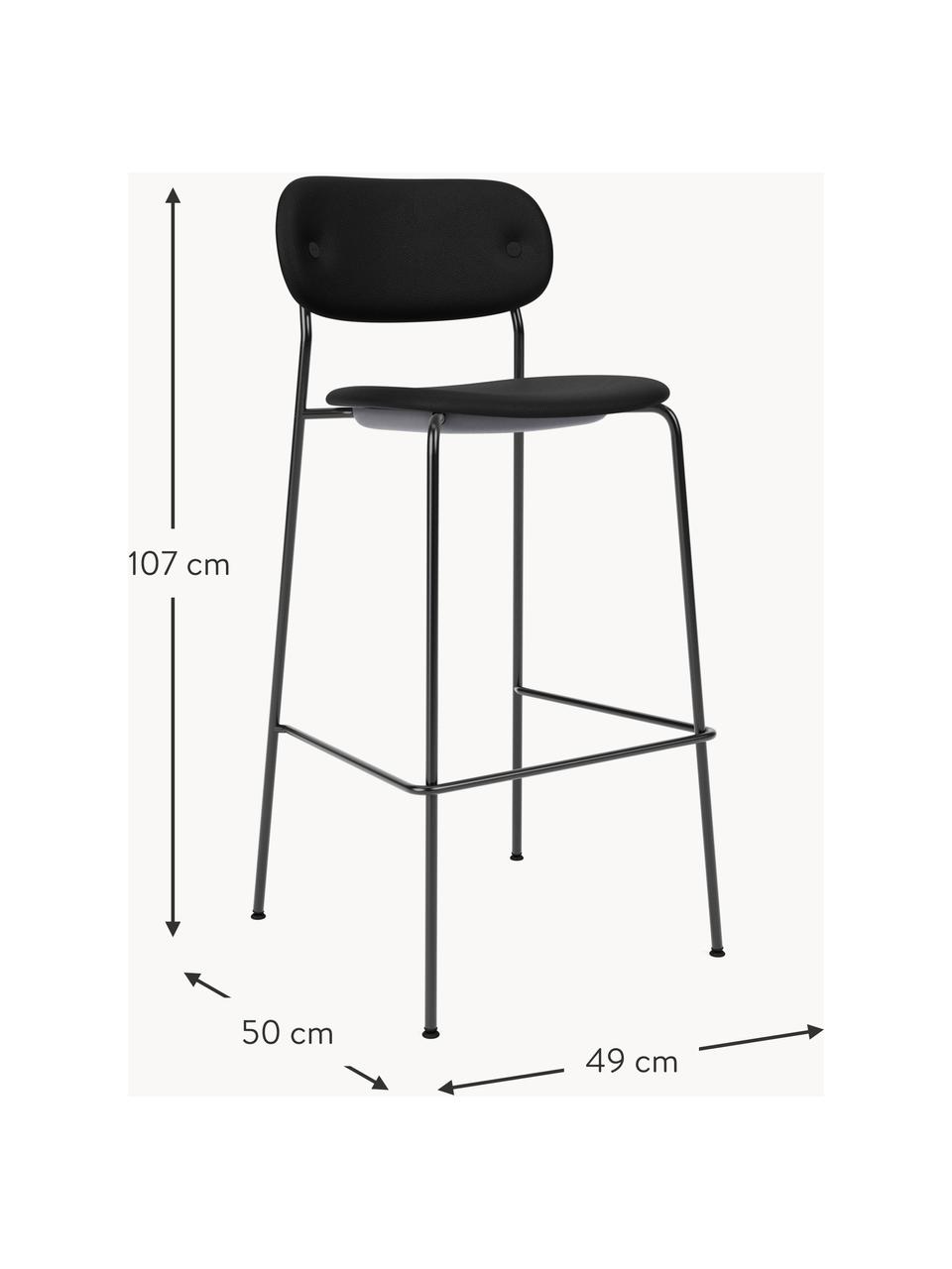 Kožená barová židle s kovovým rámem Co, Černá, Š 49 cm, V 107 cm