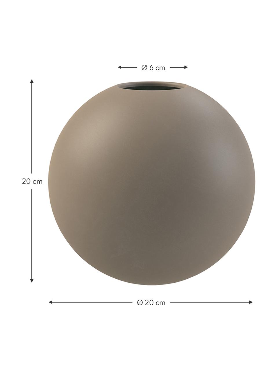 Ručne vyrobená guľatá váza Ball, Keramika, Svetlohnedá, Ø 20 x V 20 cm