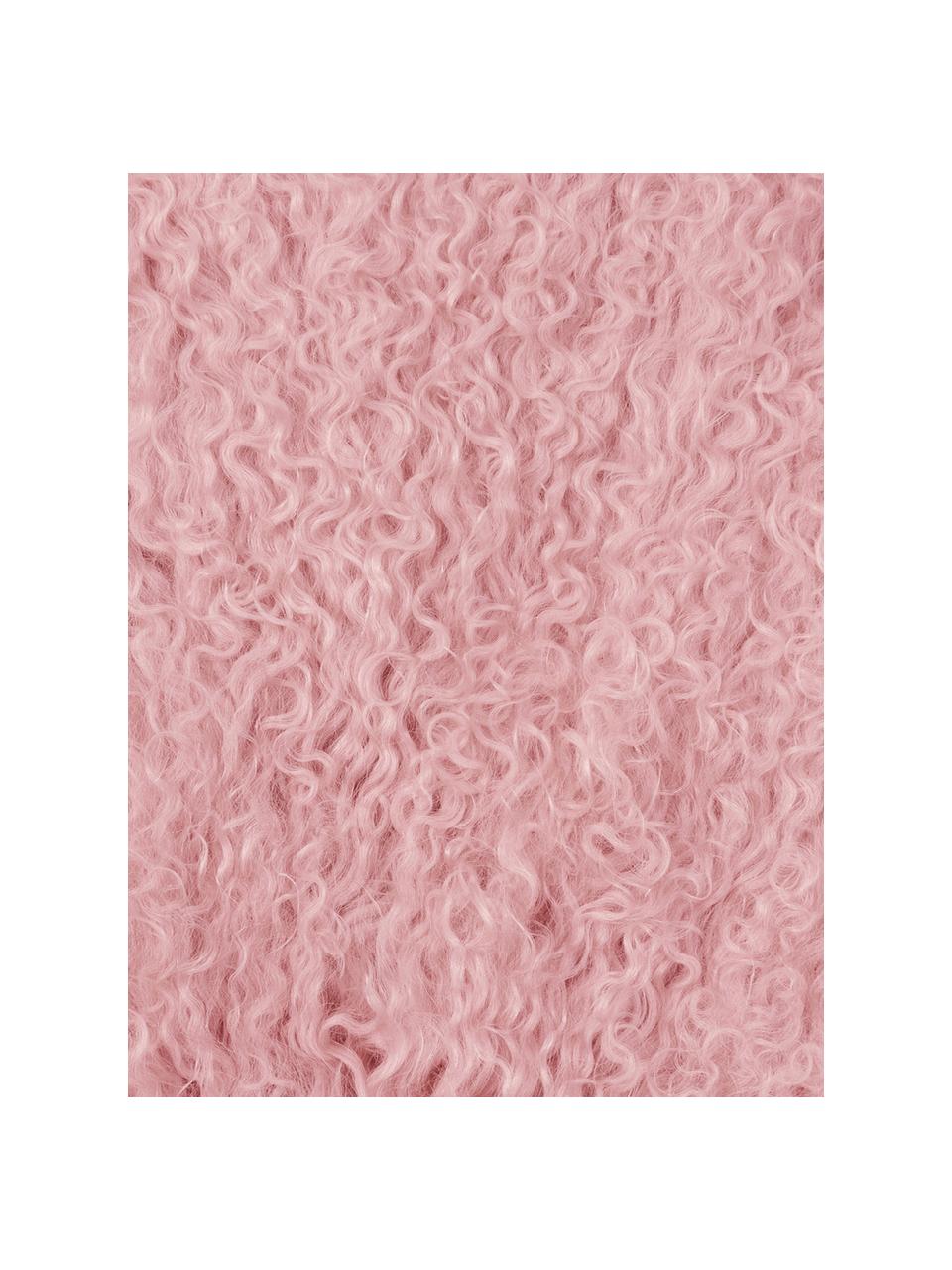 Housse de coussin 40x40 peau d'agneau à longs poils frisés Ella, Rose