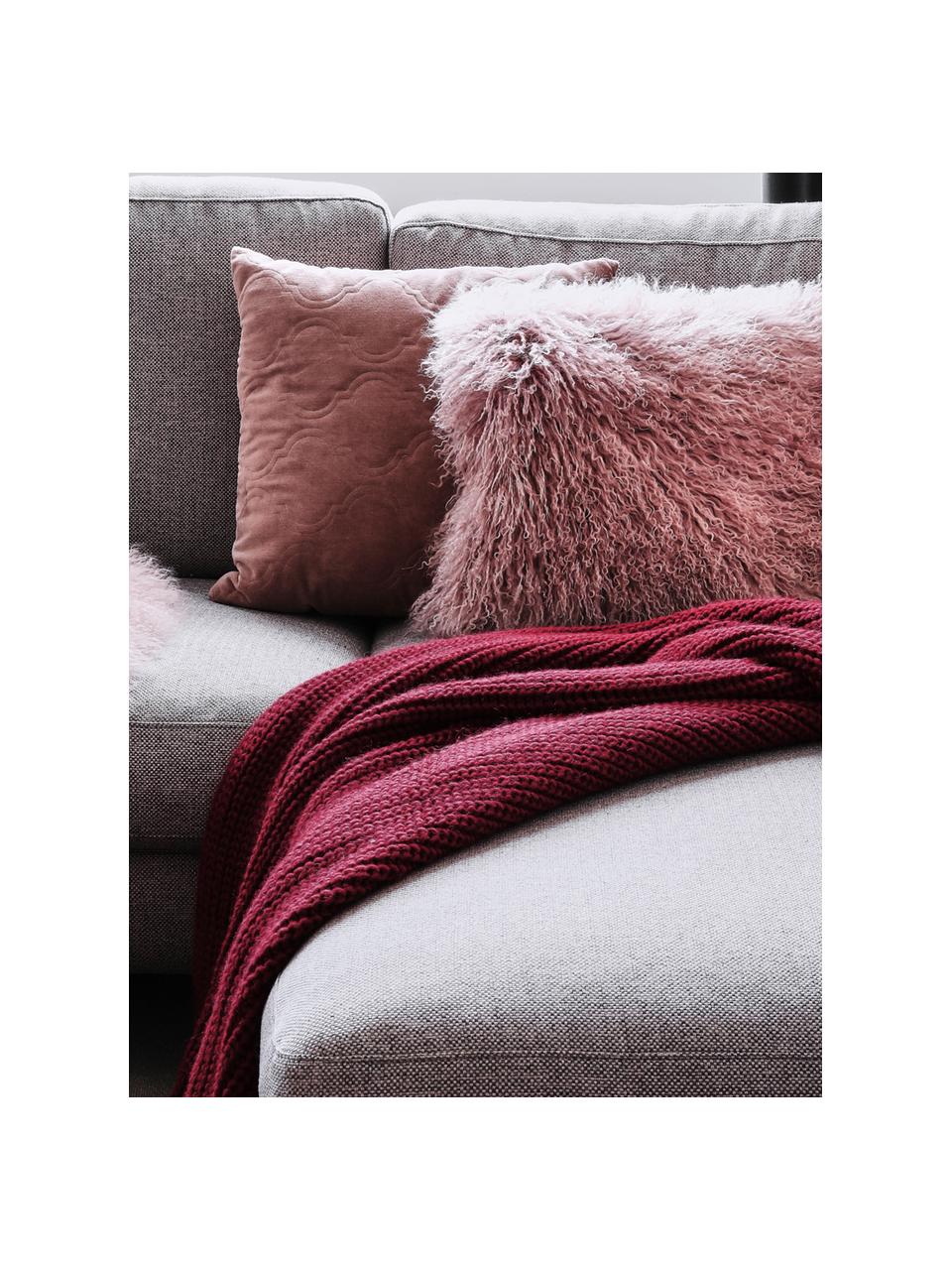 Housse de coussin 40x40 peau d'agneau à longs poils frisés Ella, Rose