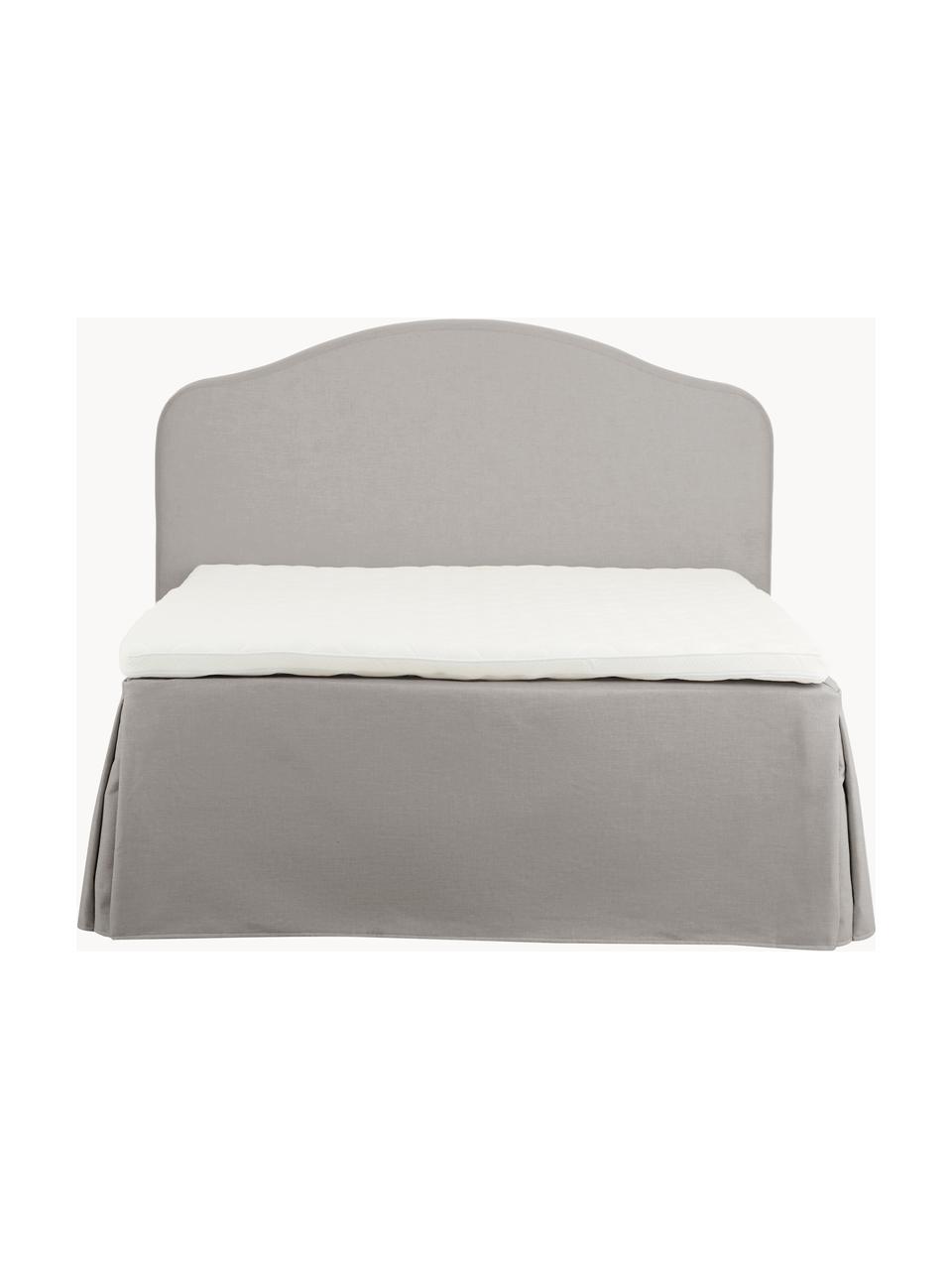 Letto boxspring premium Dahlia, Materasso: nucleo a 5 zone di molle , Piedini: legno massiccio di betull, Tessuto grigio chiaro, Larg. 140 x Lung. 200 cm, grado di durezza H2