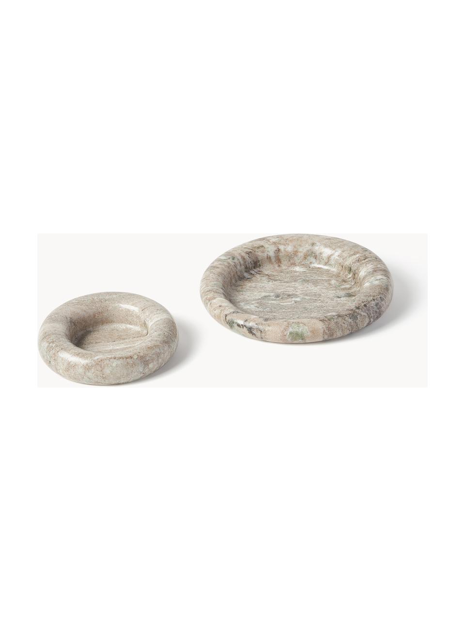 Marmeren decoratieve schalen Owen, set van 2, Marmer, Beigetinten, gemarmerd, Set met verschillende formaten