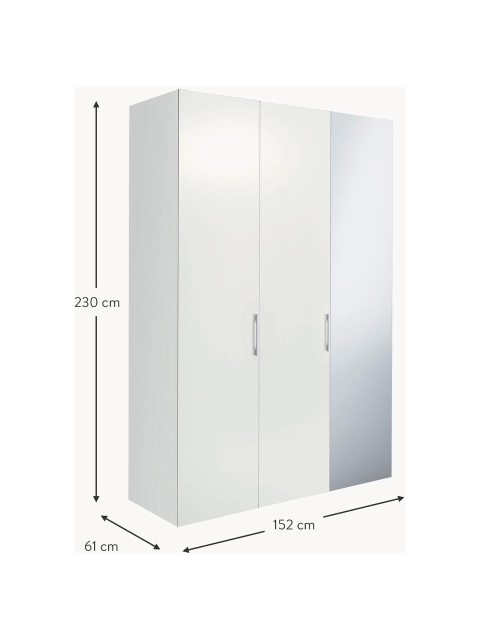 Draaideurkast Madison 3-deurs met spiegeldeur, inclusief montageservice, Frame: panelen op houtbasis, gel, Wit, met spiegeldeur, B 152 x H 230 cm