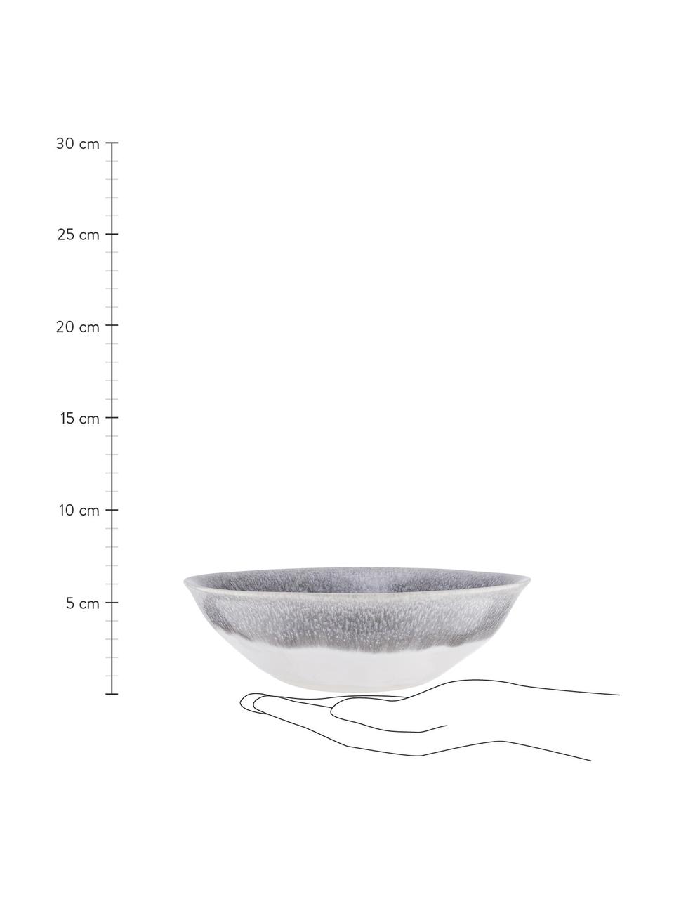 Ručně vyrobené hluboké talíře s barevným přechodem Atlantis, 4 ks, Kamenina, Šedá, bílá, Ø 19 cm, V 6 cm