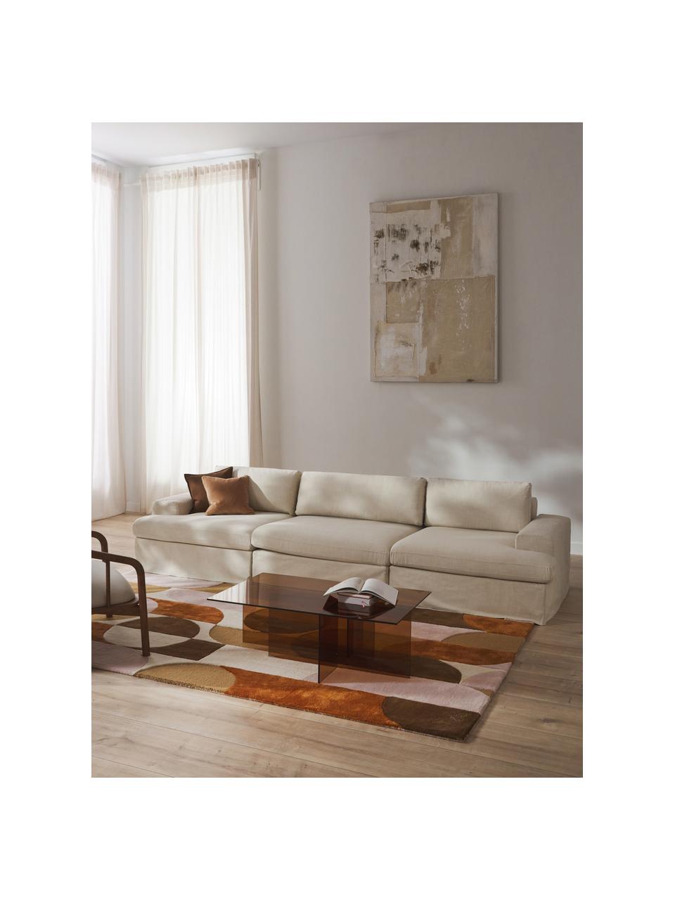 Modulares Sofa Russell (4-Sitzer) mit abnehmbaren Bezügen, Bezug: 100% Baumwolle Der strapa, Gestell: Massives Kiefernholz, Spe, Webstoff Hellbeige, B 309 x T 103 cm