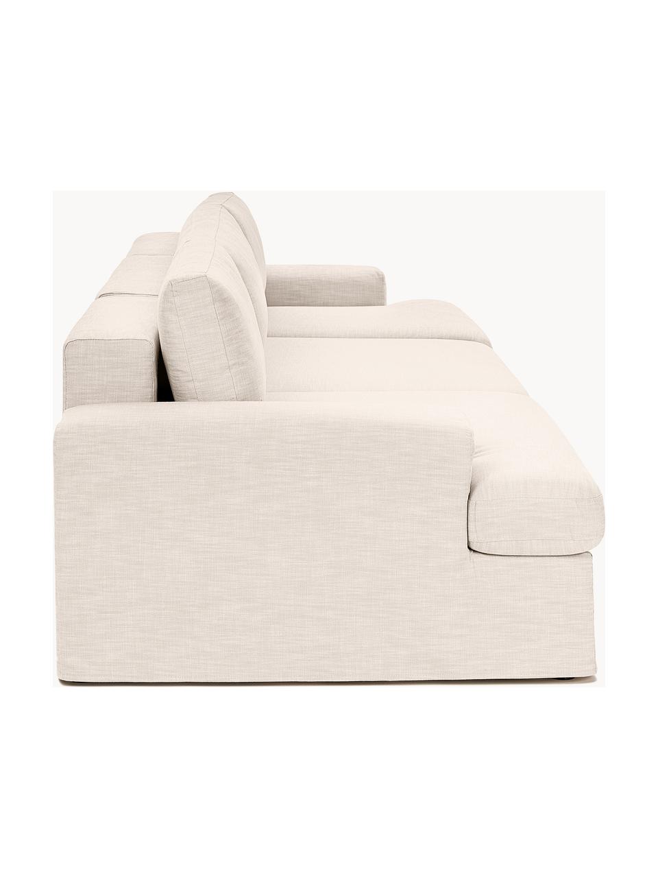 Canapé modulable 4 places avec revêtement amovible Russell, Tissu beige clair, larg. 309 x prof. 103 cm