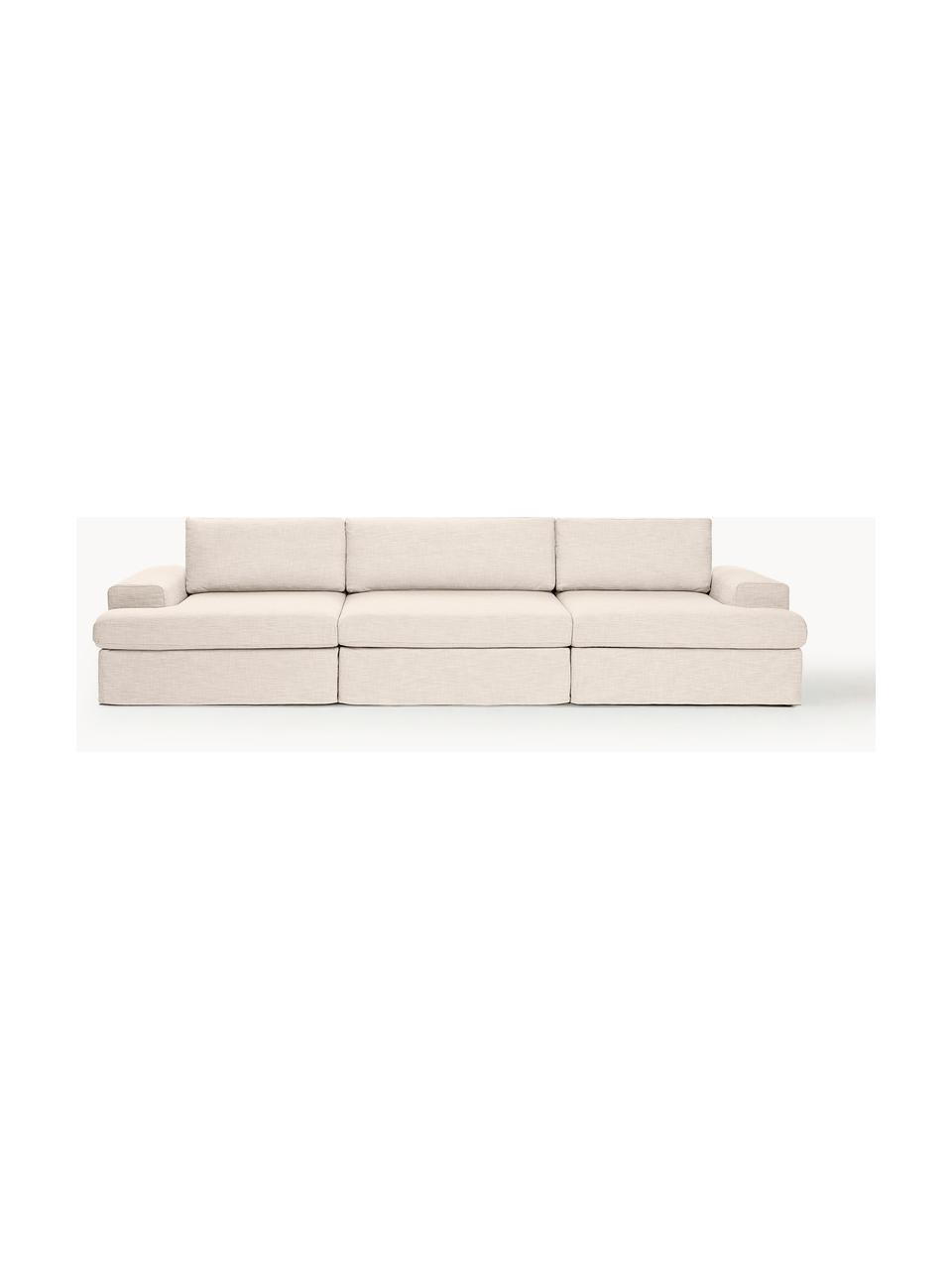 Modulares Sofa Russell (4-Sitzer) mit abnehmbaren Bezügen, Bezug: 100% Baumwolle Der strapa, Gestell: Massives Kiefernholz, Spe, Webstoff Hellbeige, B 309 x T 103 cm