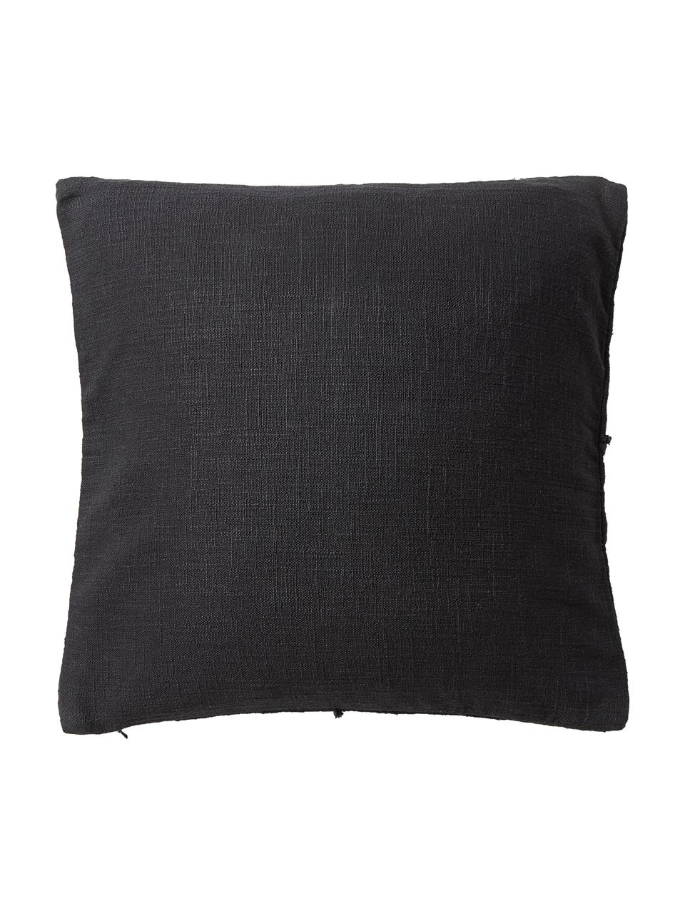 Poszewka na poduszkę z bawełny z przeszyciem Terre, 70% bawełna, 30% len, Antracytowy, S 45 x D 45 cm