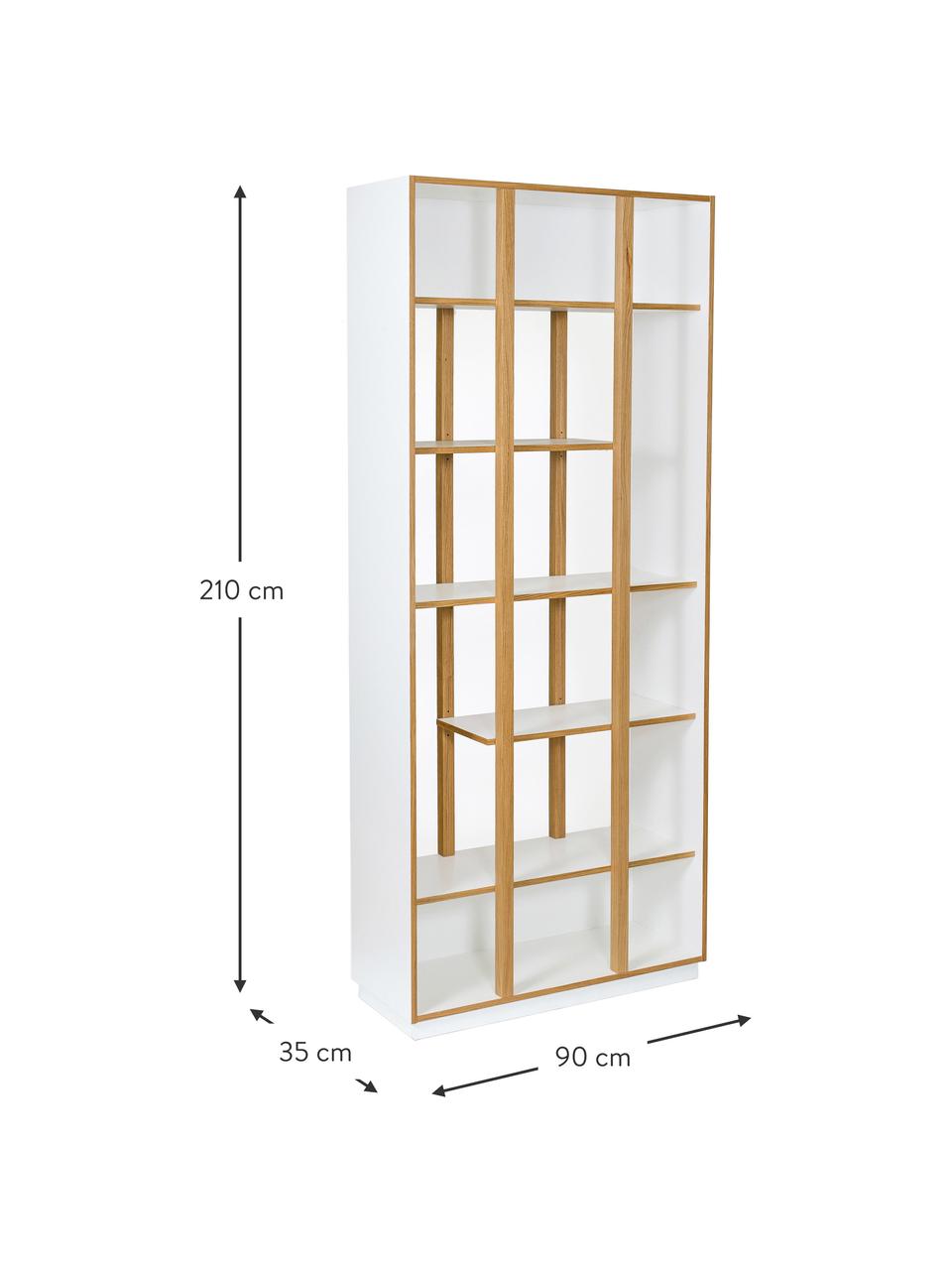 Étagère en bois  de chêne Newbuy, Blanc, bois de chêne, larg. 90 x haut. 210 cm
