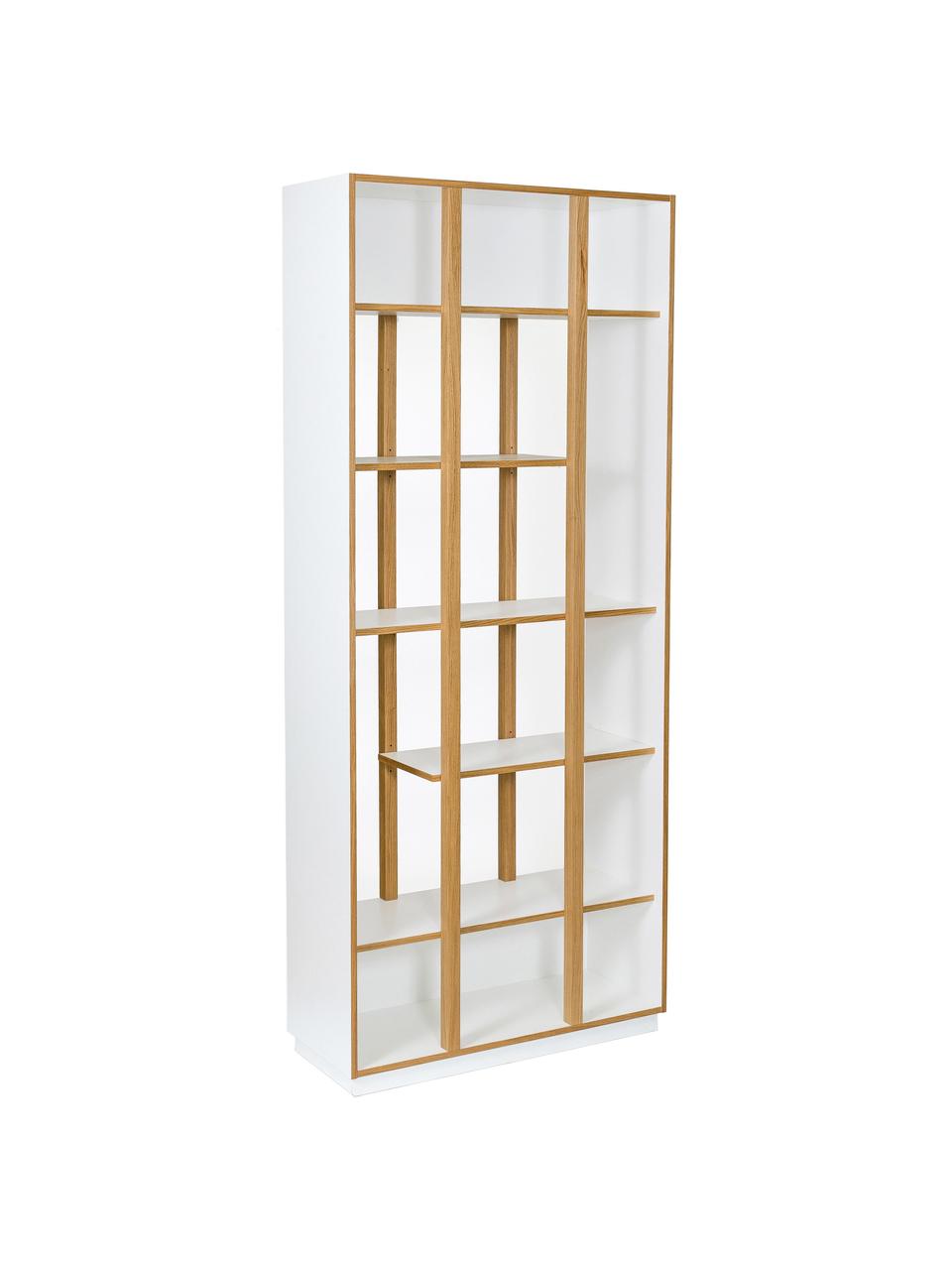Staande rek Newbury van eikenhout, Frame: eikenhout, FSC-gecertific, Wit, eikenhout, B 90  x H 210 cm
