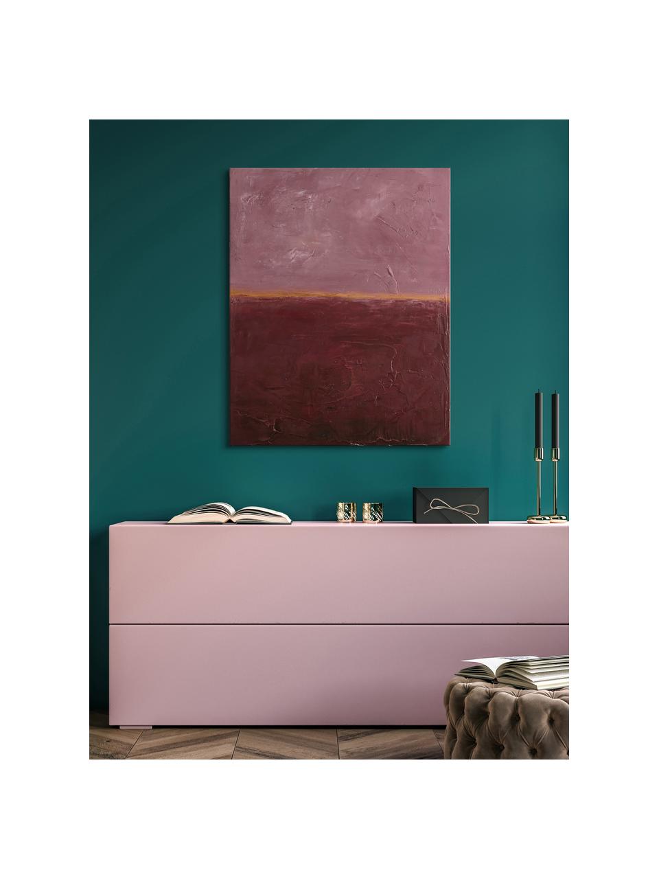 Quadro dipinto a mano Edge Rose, Rosso vino, rosa chiaro, Larg. 88 x Alt. 118 cm