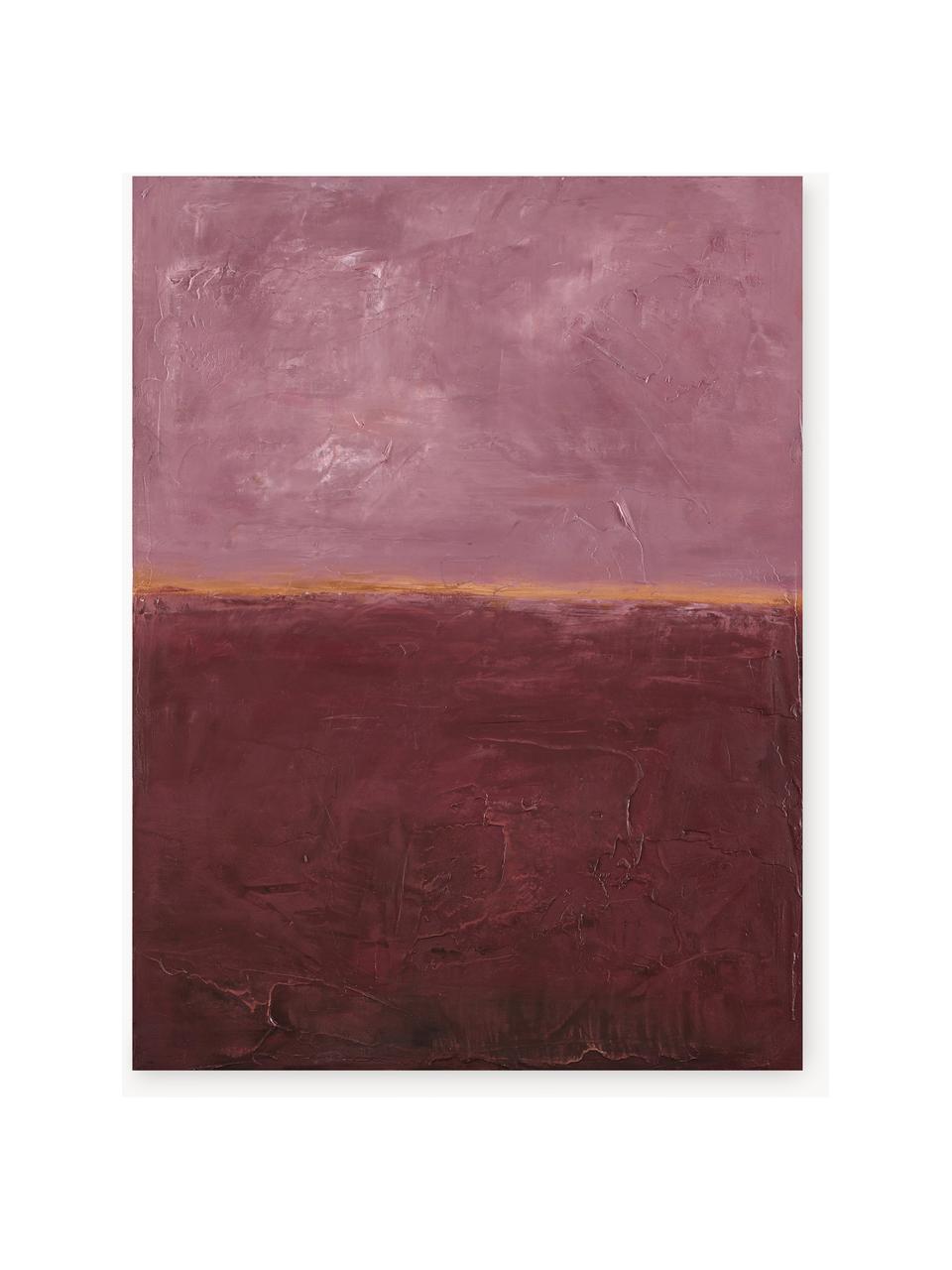 Handgemaltes Leinwandbild Edge Rose, Weinrot, Hellrosa, B 98 x H 148 cm