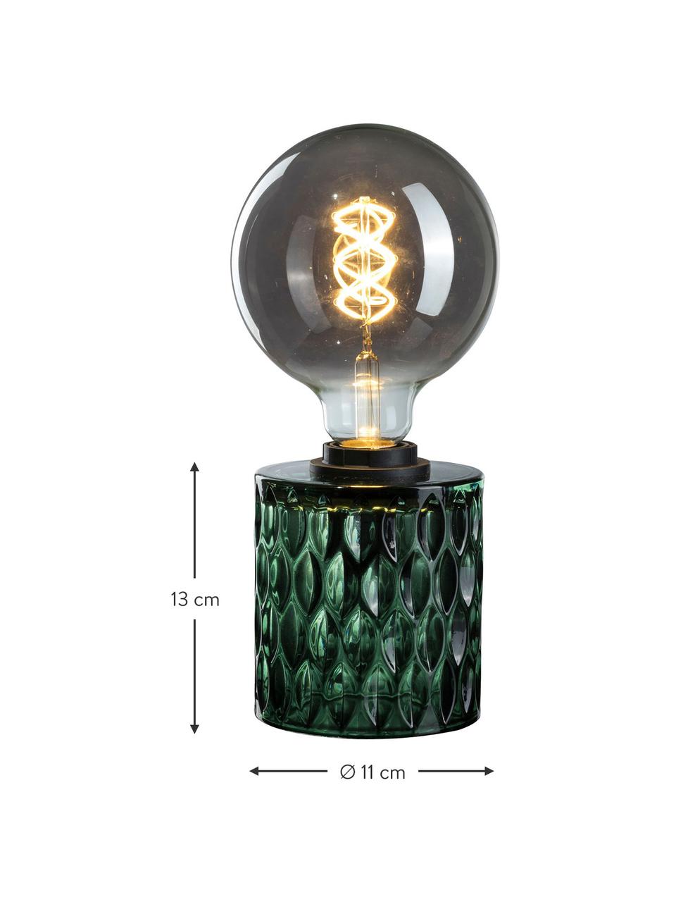 Kleine tafellamp Crystal Magic van groen glas, Lampvoet: glas, Groen, Ø 11 x H 13 cm
