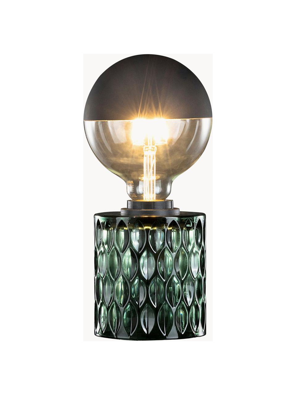 Kleine tafellamp Crystal Magic van groen glas, Lampvoet: glas, Groen, Ø 11 x H 13 cm