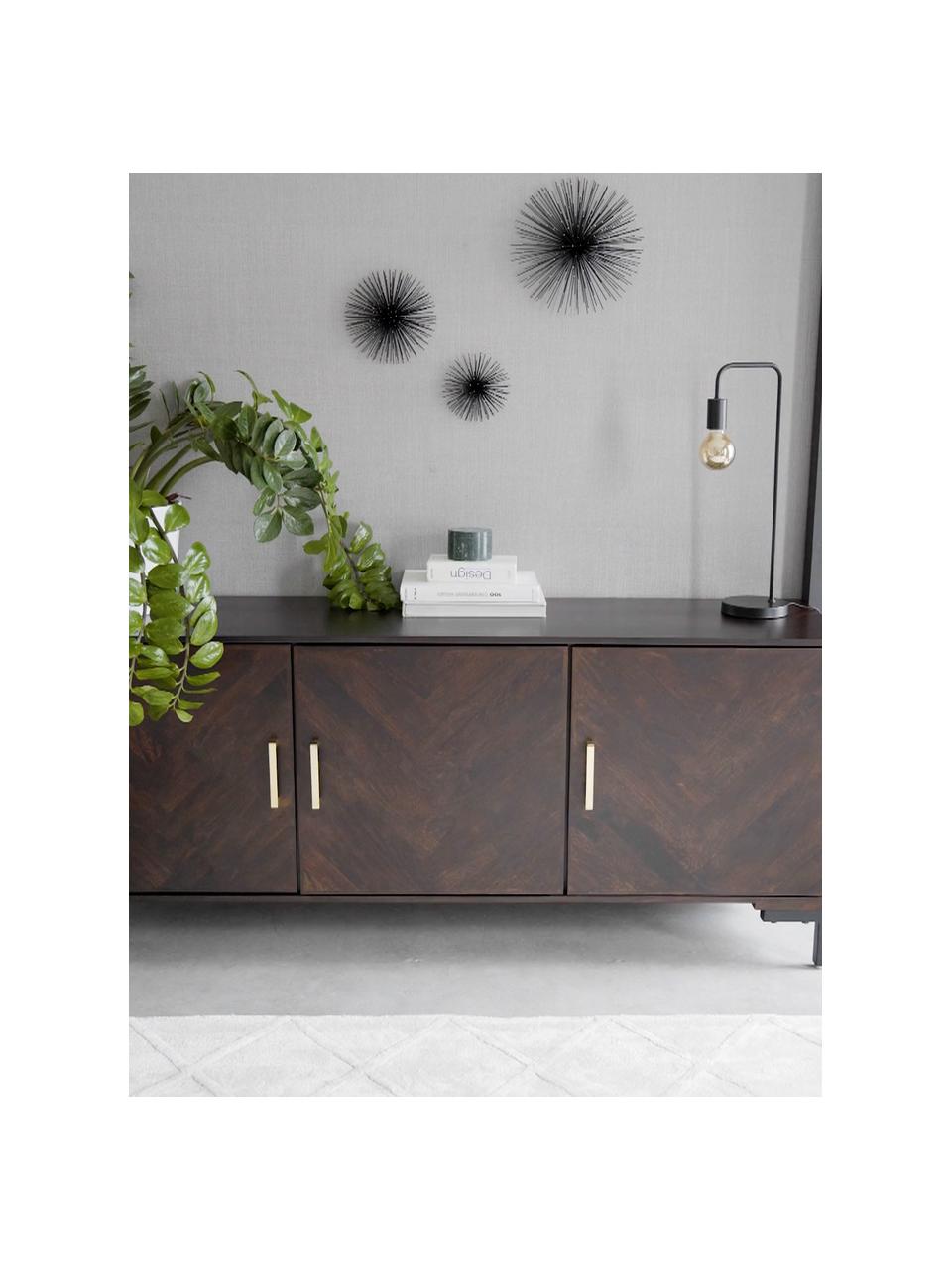 Déco murale oursin Spike, 3 élém., Métal, Noir, Lot de différentes tailles