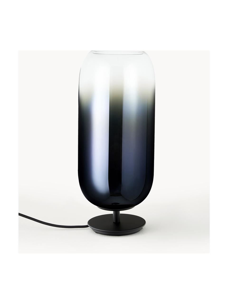 Lampe à poser soufflée bouche Gople, tailles variées, Bleu foncé, noir, Ø 21 x haut. 49 cm