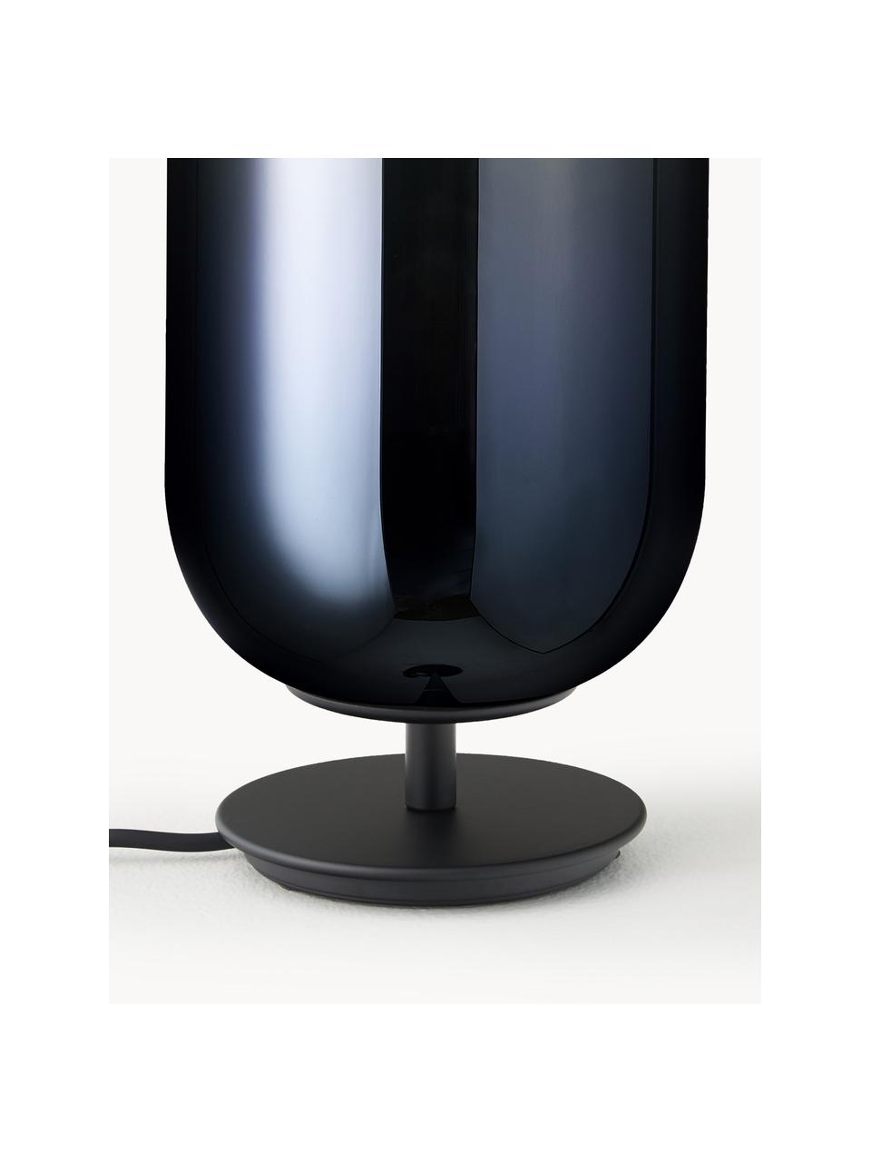 Lampe à poser soufflée bouche Gople, tailles variées, Bleu foncé, noir, Ø 21 x haut. 49 cm