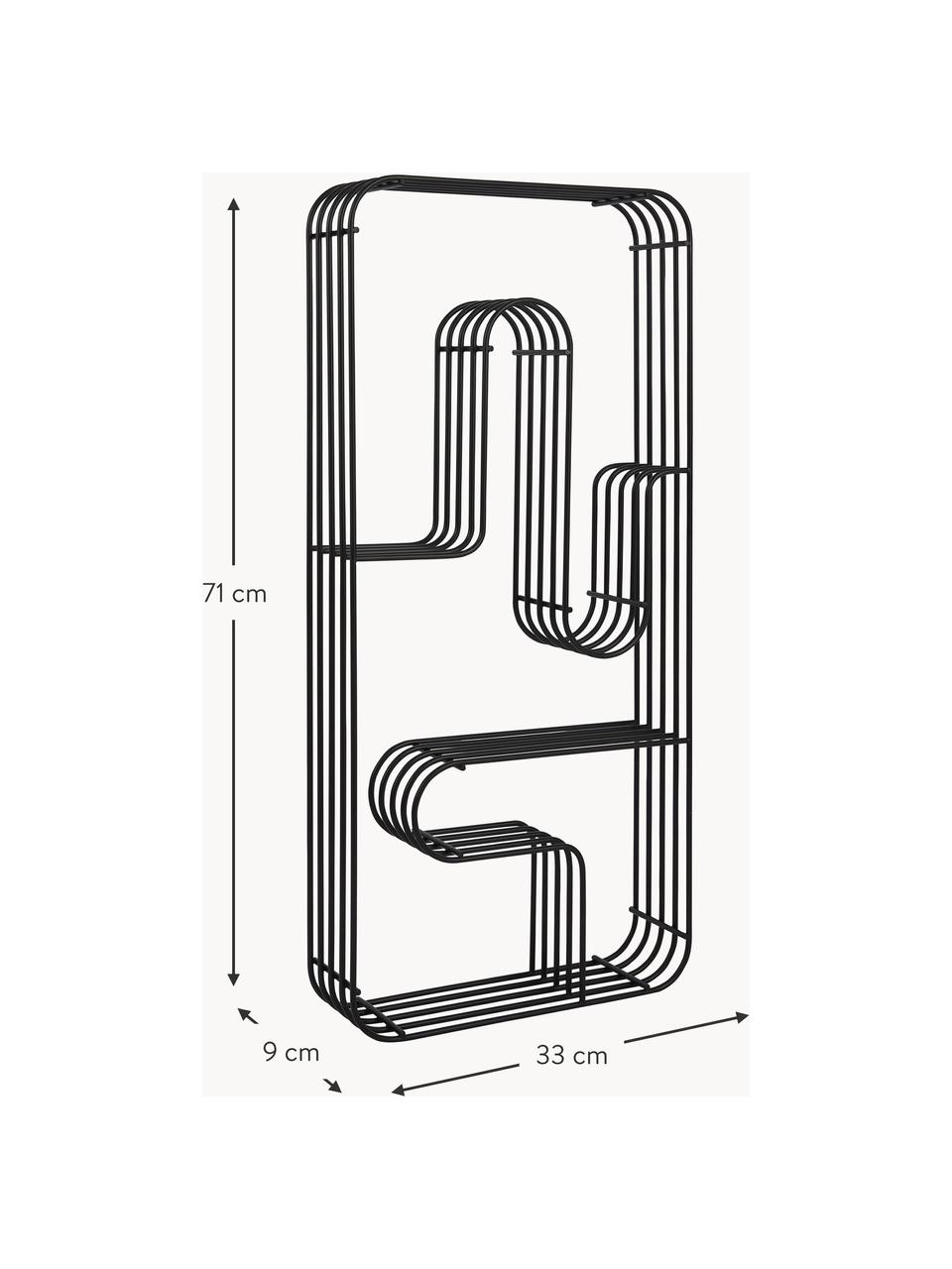 Metall-Wandregal Curva, Stahl, pulverbeschichtet, Schwarz, matt, B 33 x H 71 cm