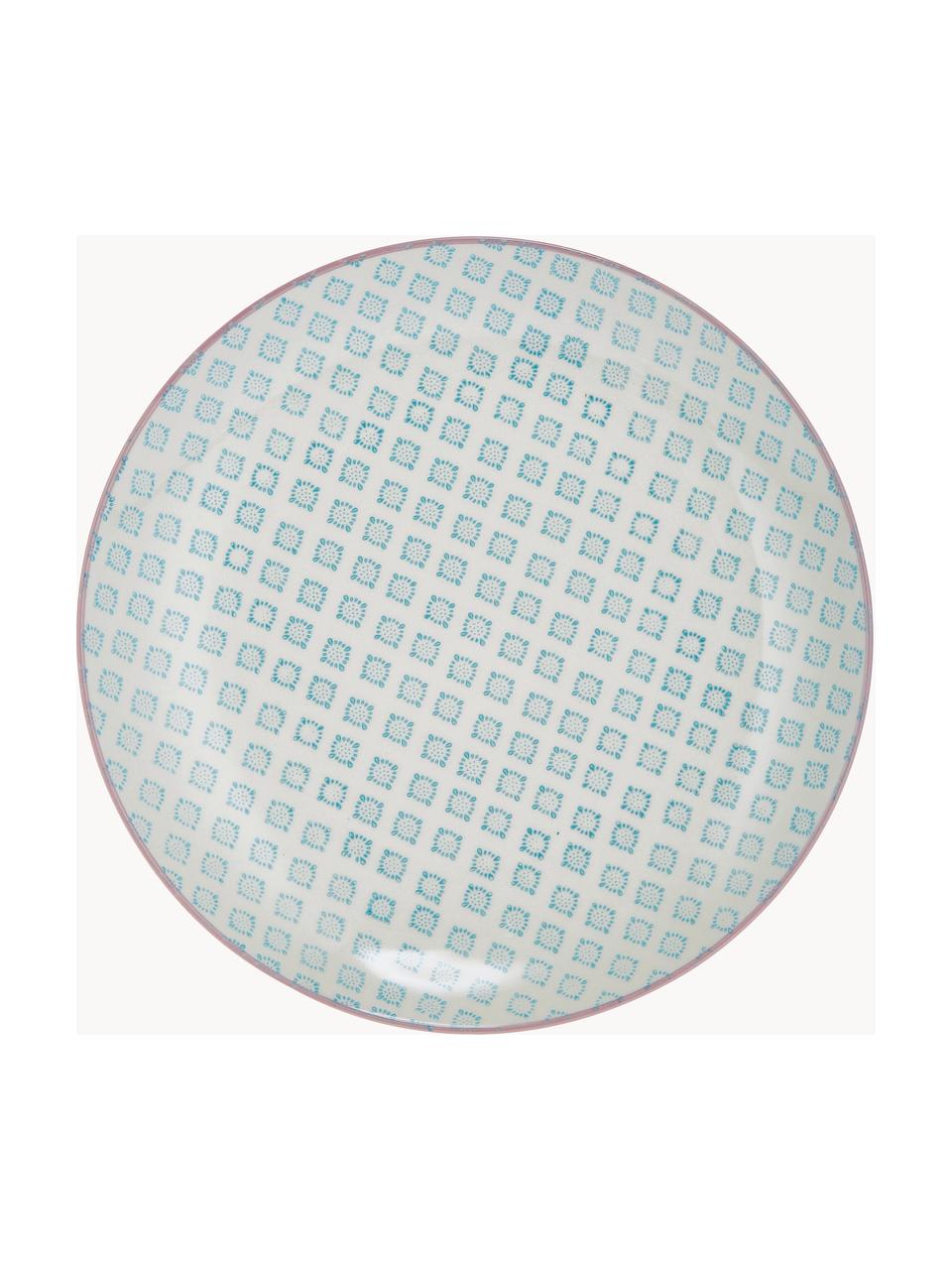 Assiettes plates peintes à la main Patrizia, 3 élém., Grès cérame, Blanc cassé, multicolore, Ø 25 cm