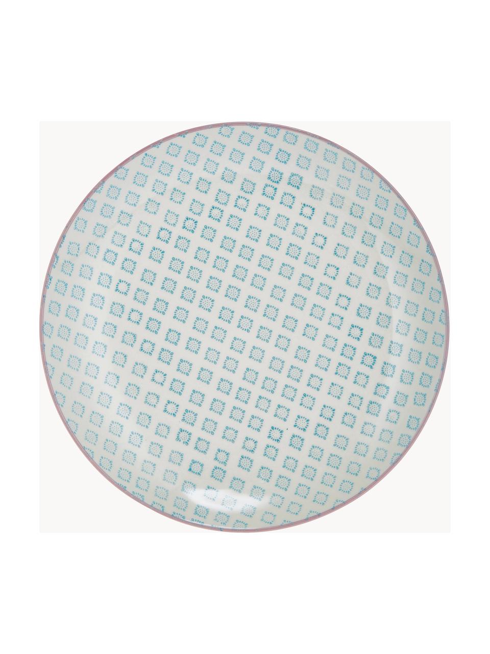 Sada ručně malovaných mělkých talířů Patrizia, 3 díly, Kamenina, Tlumeně bílá, více barev, Ø 25 cm