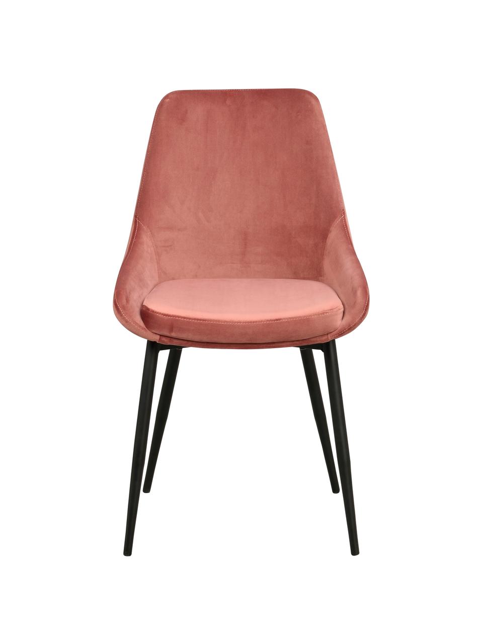 Sametová čalouněná židle Sierra, 2 ks, Samet růžová, černá, Š 49 cm, H 55 cm