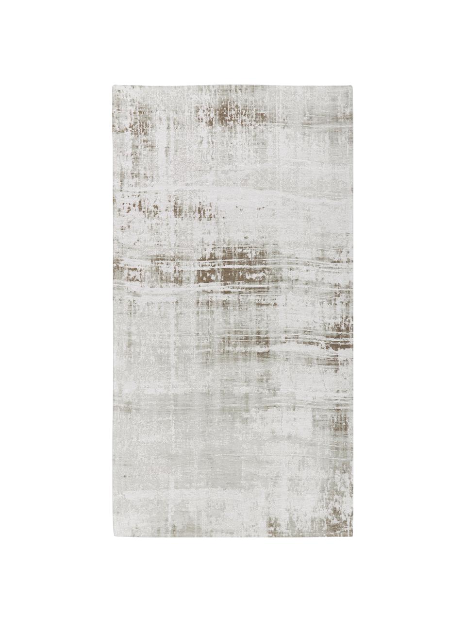 Platgeweven katoenen vloerkleed Louisa in zilver/grijs/beige, Bovenzijde: 85% katoen, 15% polyester, Onderzijde: latex, Grijze, beige, zilver, B 80 x L 150 cm (maat XS)