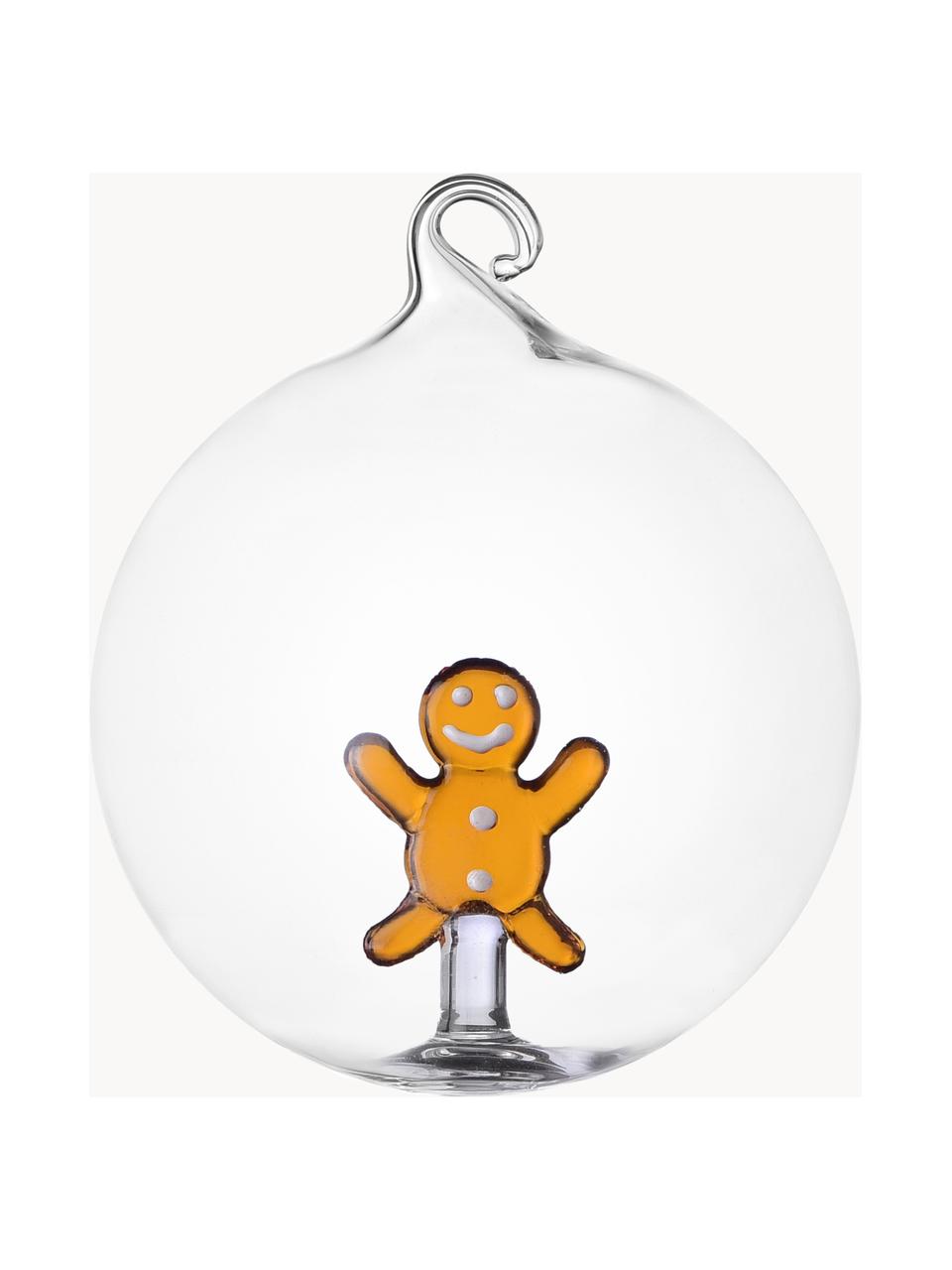 Boules de Noël artisanales Sweet Candy, 2 pièces, Verre borosilicate, Bonhomme en pain d'épice, Ø 8 cm