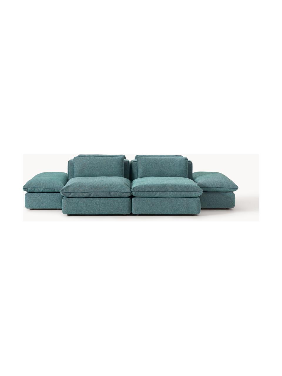 Sofa modułowa Felix, Tapicerka: 100% poliester Dzięki tka, Nogi: tworzywo sztuczne Ten pro, Turkusowo-zielona tkanina, B 320 x T 250 cm