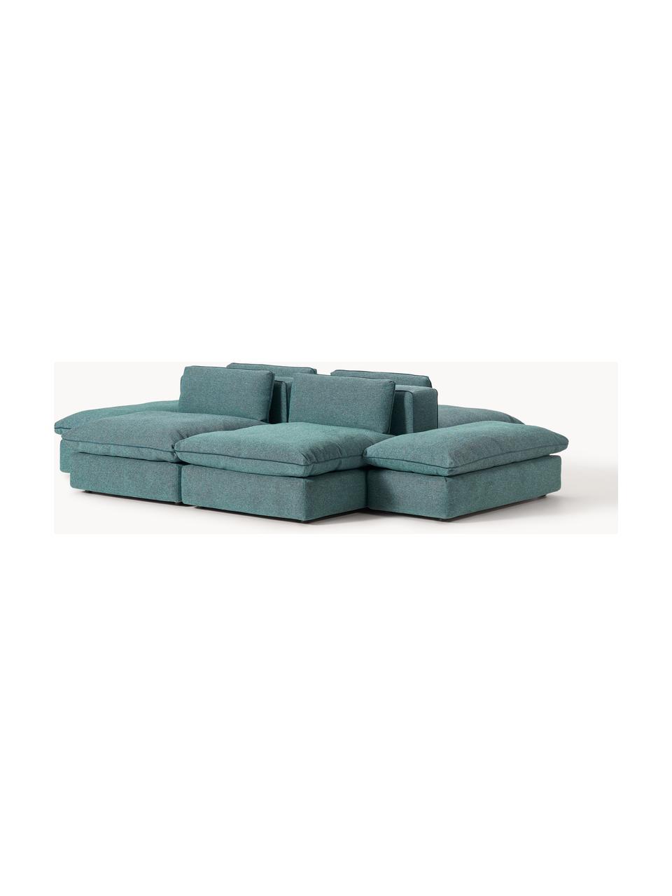 Sofa modułowa Felix, Tapicerka: 100% poliester Dzięki tka, Nogi: tworzywo sztuczne Ten pro, Turkusowo-zielona tkanina, B 320 x T 250 cm