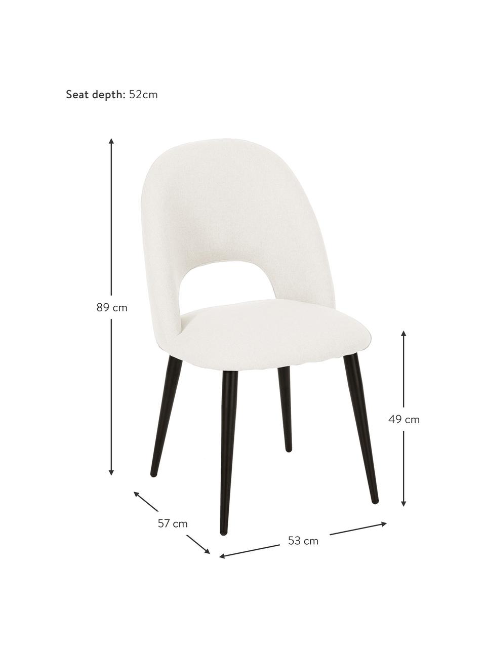 Polstrovaná židle z tkané látky Rachel, Krémově bílá, Š 53 cm, H 57 cm