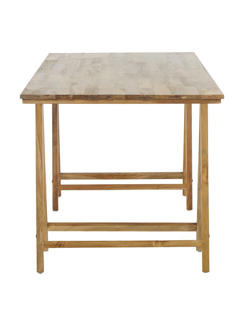 Massief houten tafel Trestle in scandi design, Natuurlijk teakhout, Teakhoutkleurig, B 180 x D 80 cm