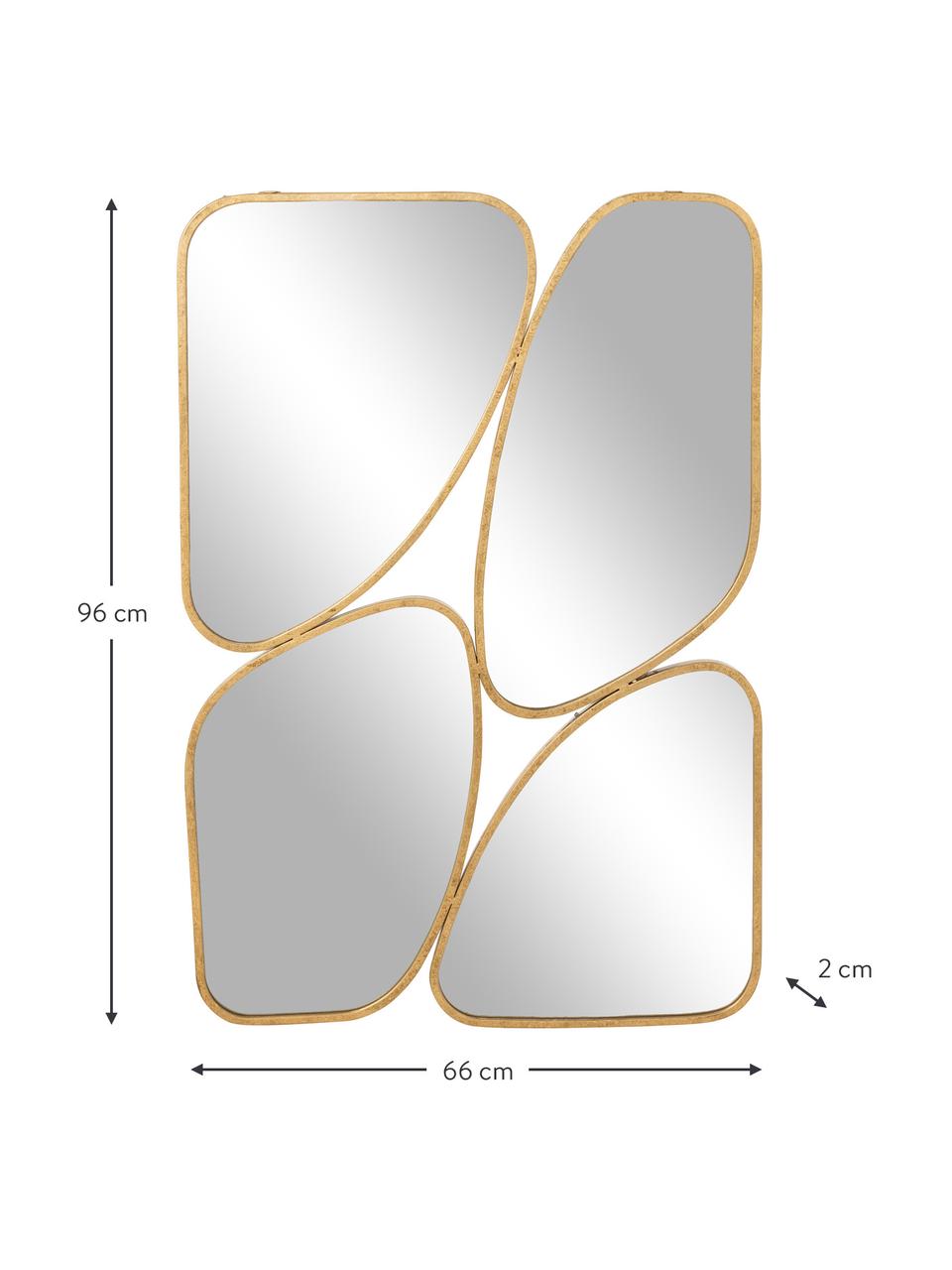 Espejo de pared de metal Parts, Parte trasera: tablero de fibras de dens, Espejo: cristal, Dorado, An 66 x Al 96 cm