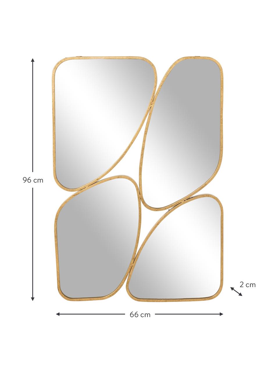 Lustro ścienne z metalową ramą Parts, Odcienie złotego, S 66 x W 96 cm