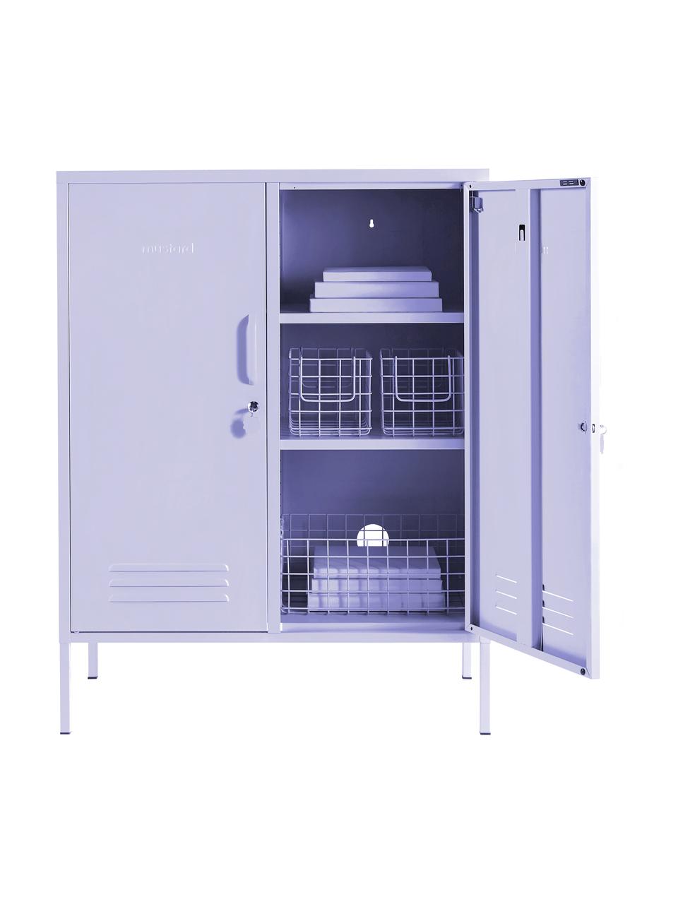 Metalen highboard Midi, Gepoedercoat staal, Lila, B 85 x H 111 cm