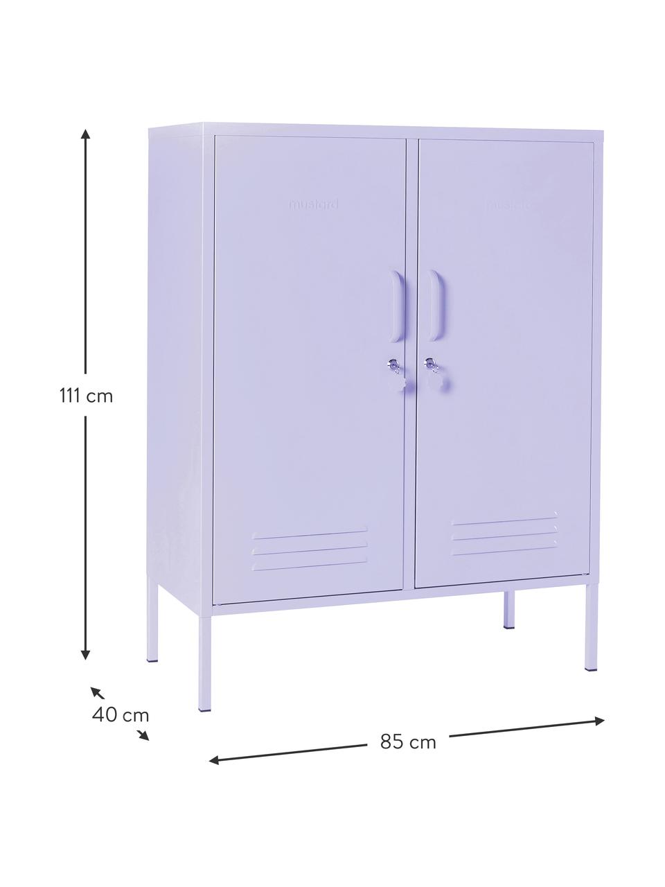 Credenza alta in metallo Midi, Acciaio verniciato a polvere, Lilla, Larg. 85 x Alt. 111 cm